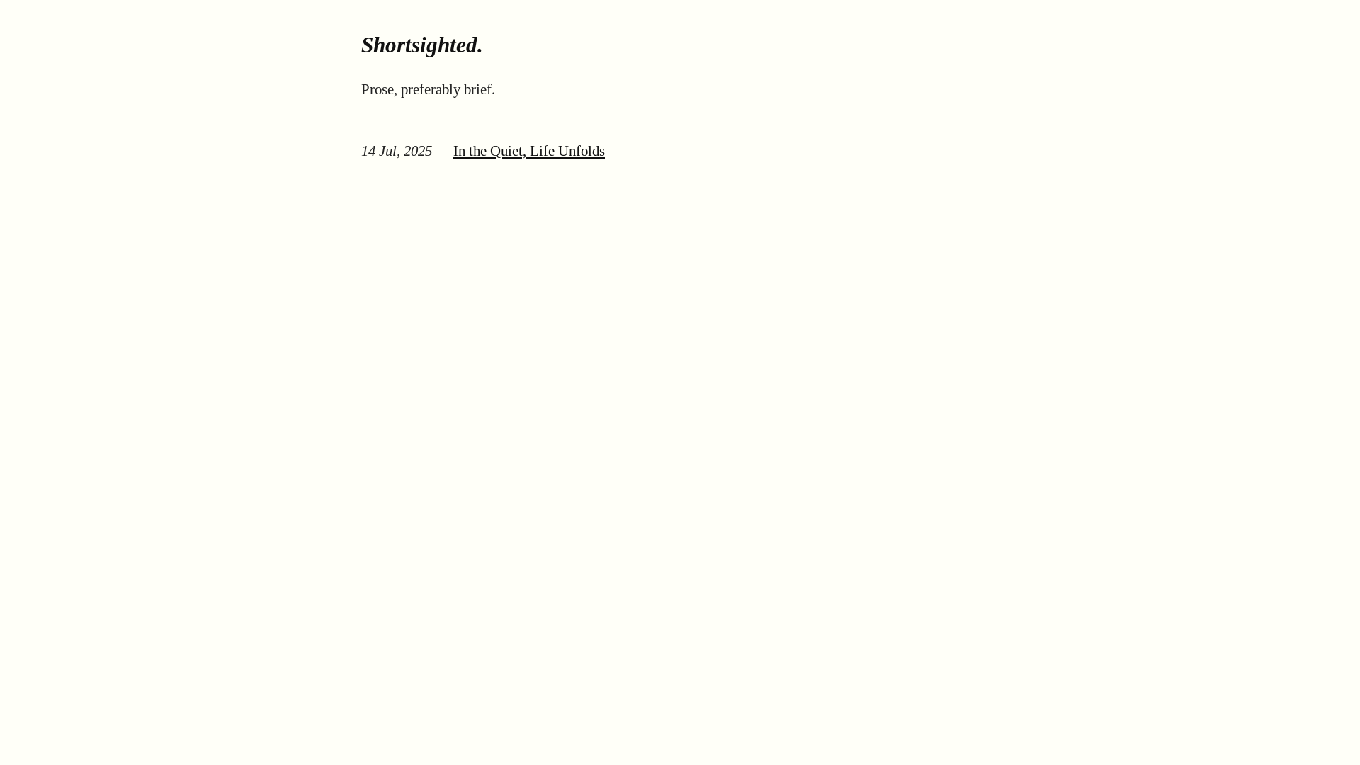 website screenshot of https://shortsighted.blog/