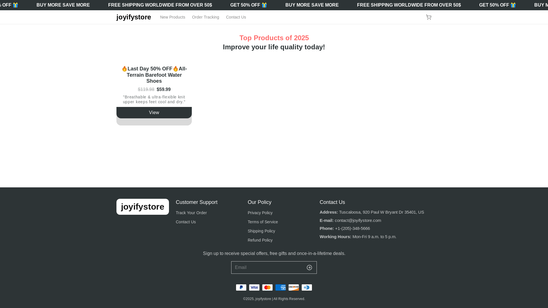 website screenshot of https://joyifystore.com/