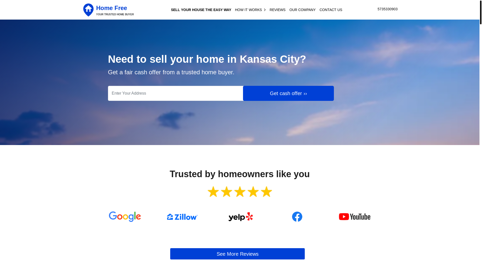 website screenshot of https://homefreekc.org/