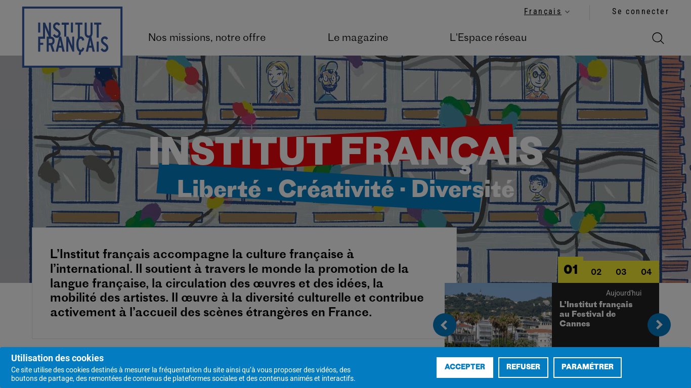 website screenshot of https://www.institutfrancais.com/