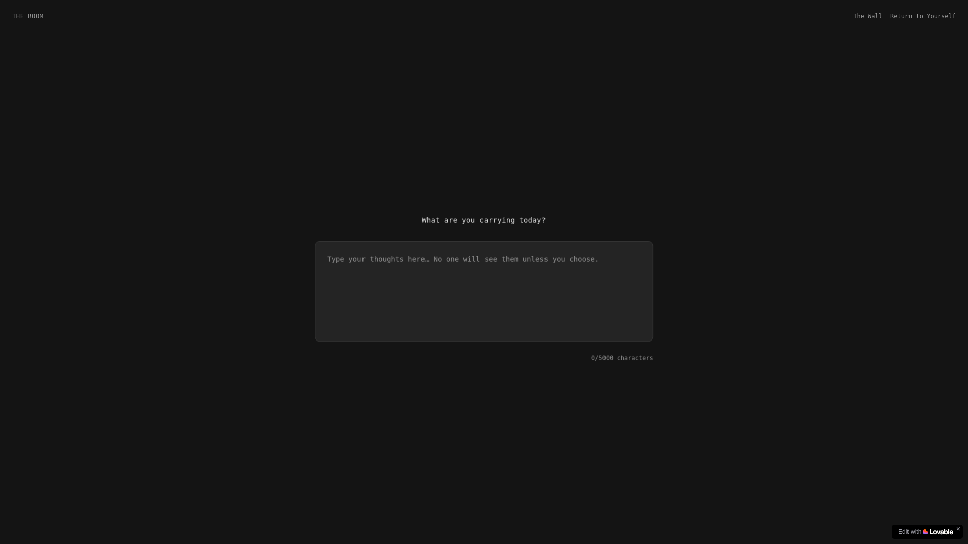 website screenshot of https://theroom.bond/
