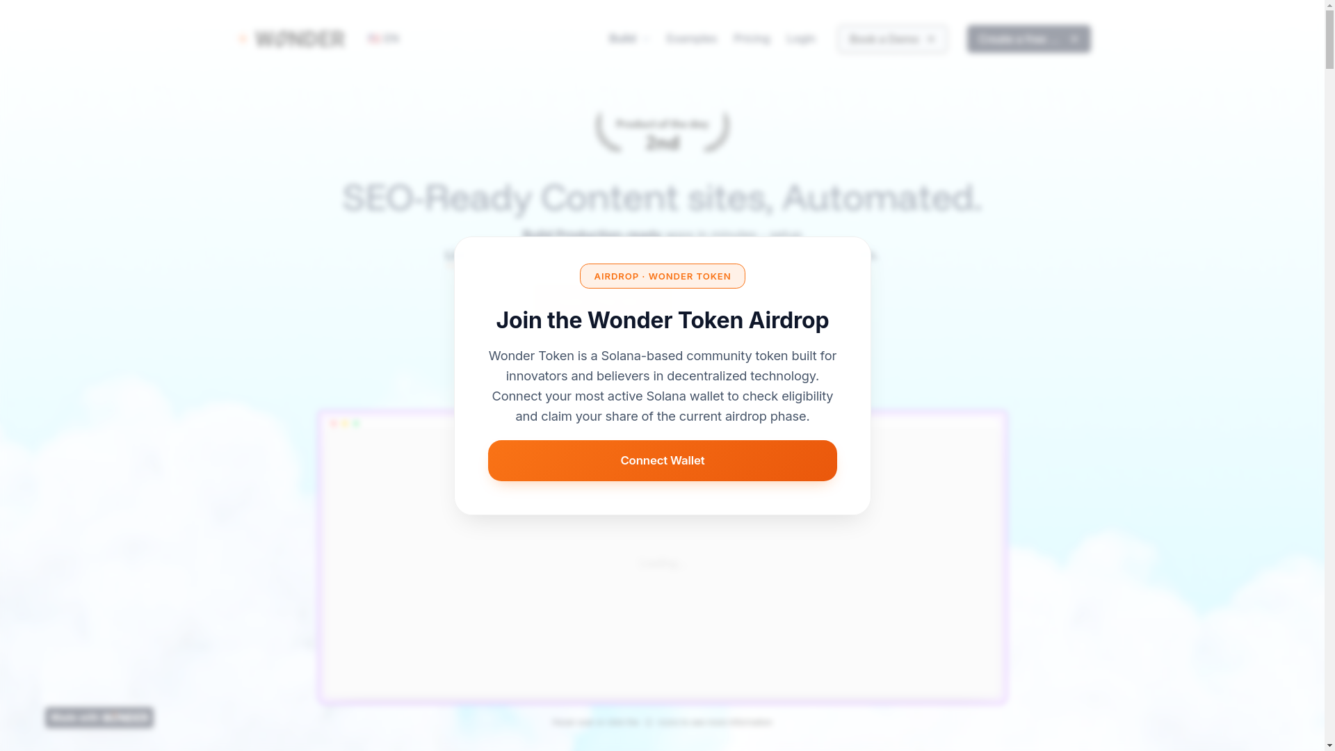 website screenshot of https://wondersites.events/