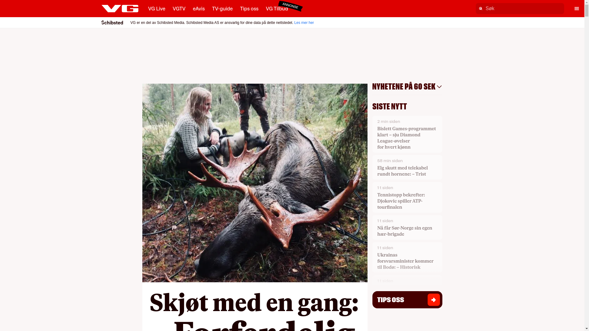 website screenshot of https://vg.no/