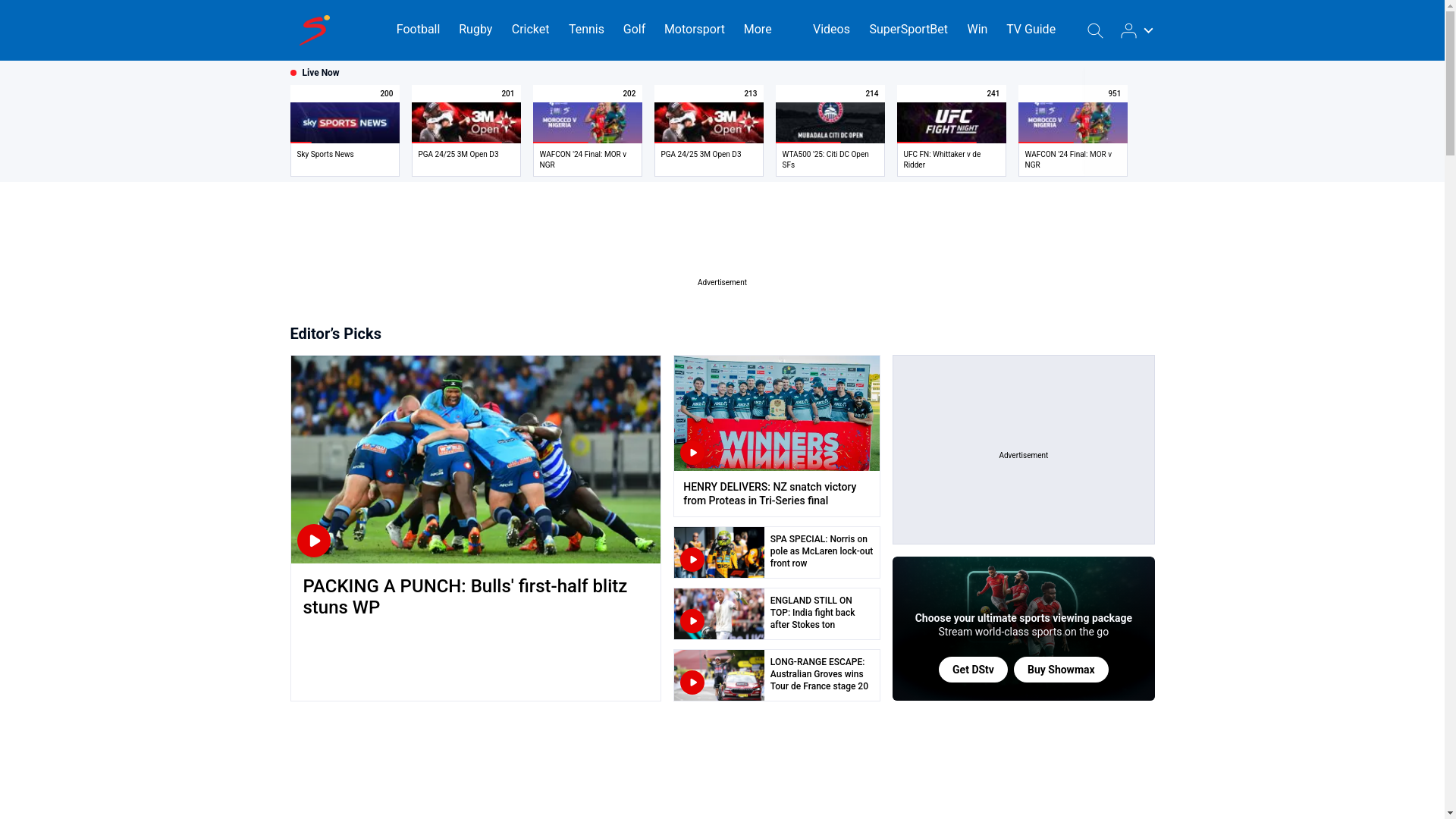 website screenshot of https://supersport.com/