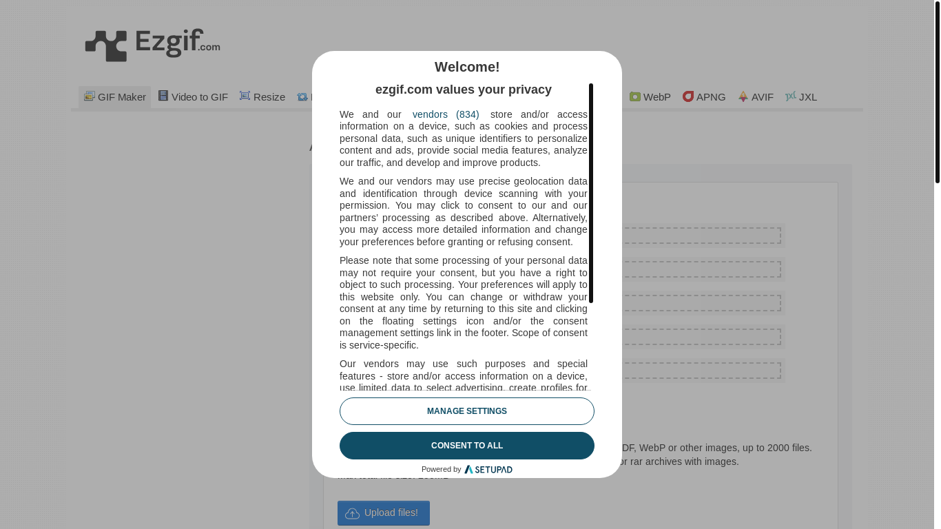 website screenshot of https://ezgif.com/maker/sort