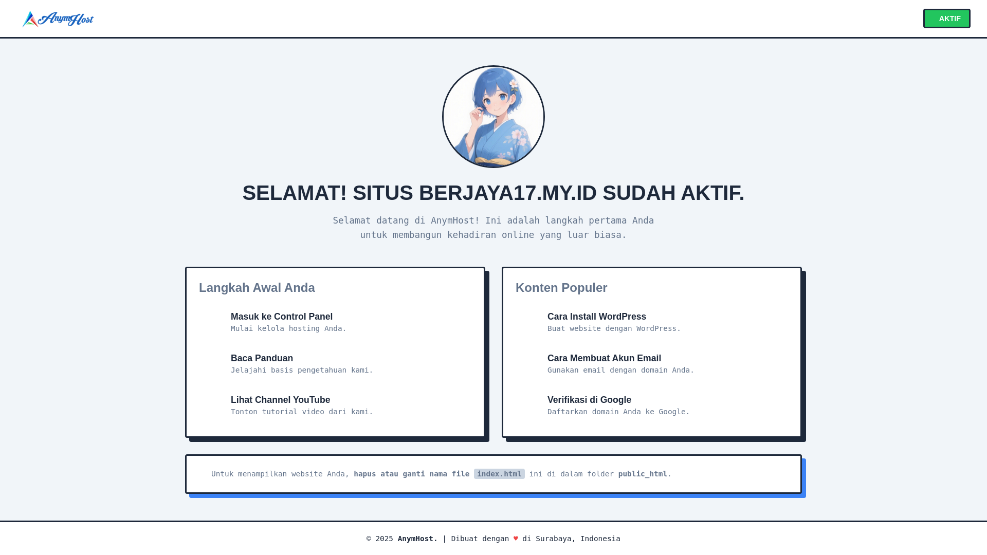 website screenshot of https://berjaya17.my.id/