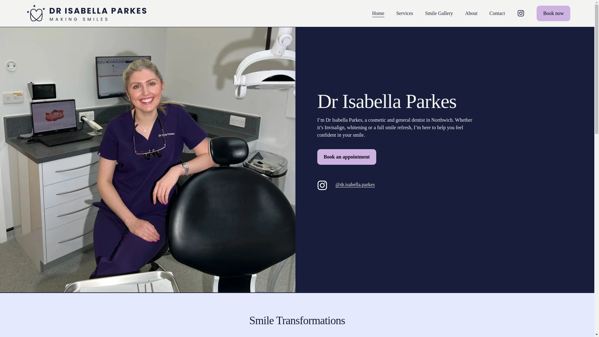 website screenshot of https://drisabellaparkesdentist.co.uk/