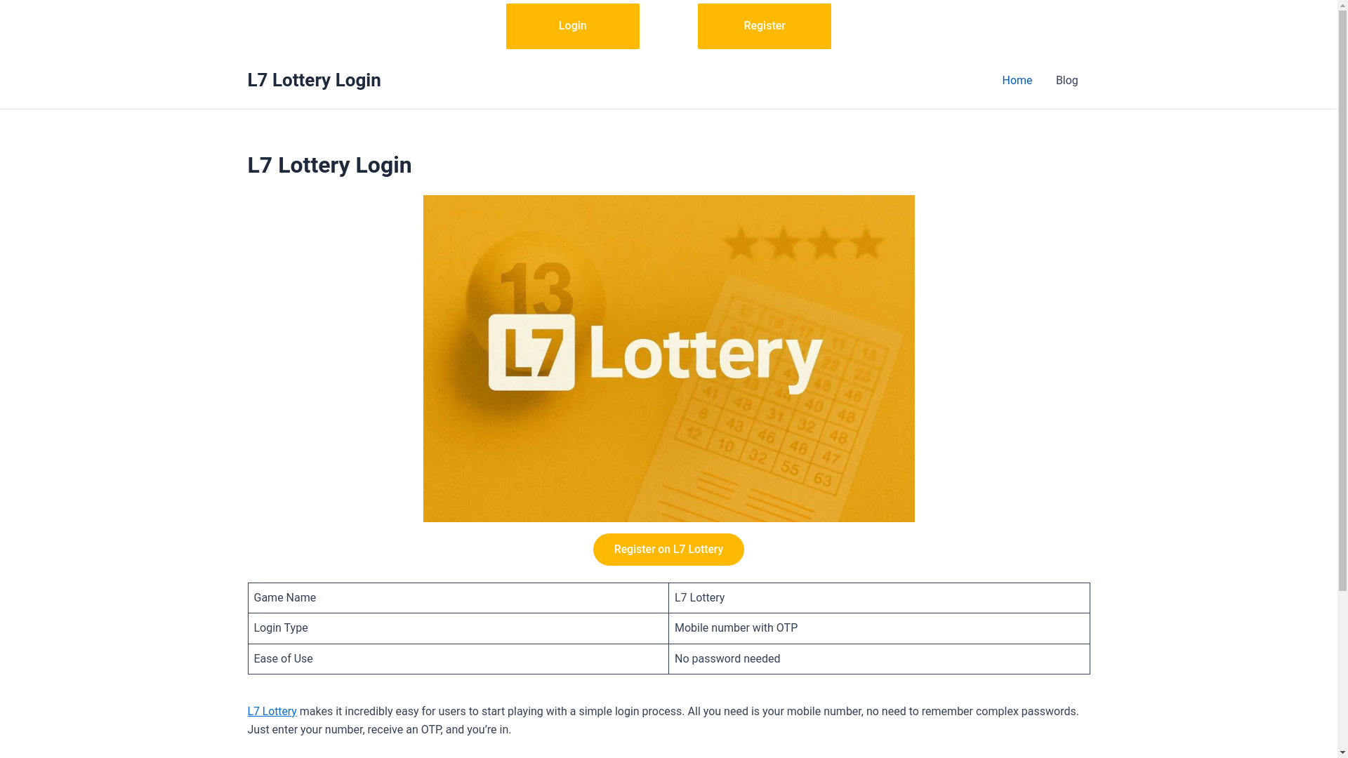 website screenshot of https://l7lotteryy.org/