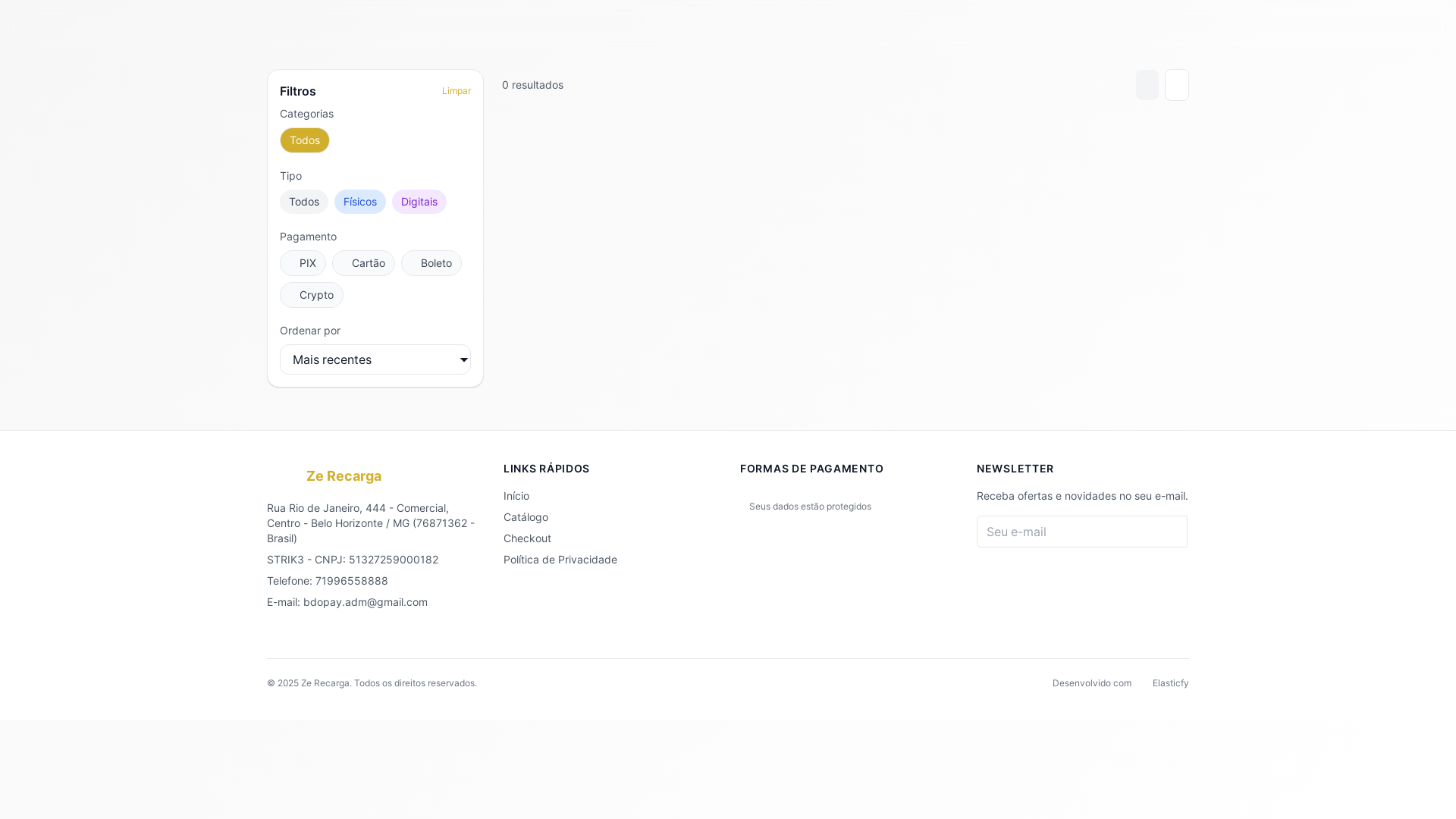 website screenshot of https://zerecargas.online/