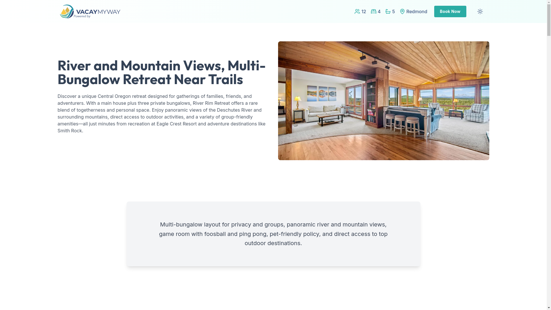 website screenshot of https://awecascades.vacations/