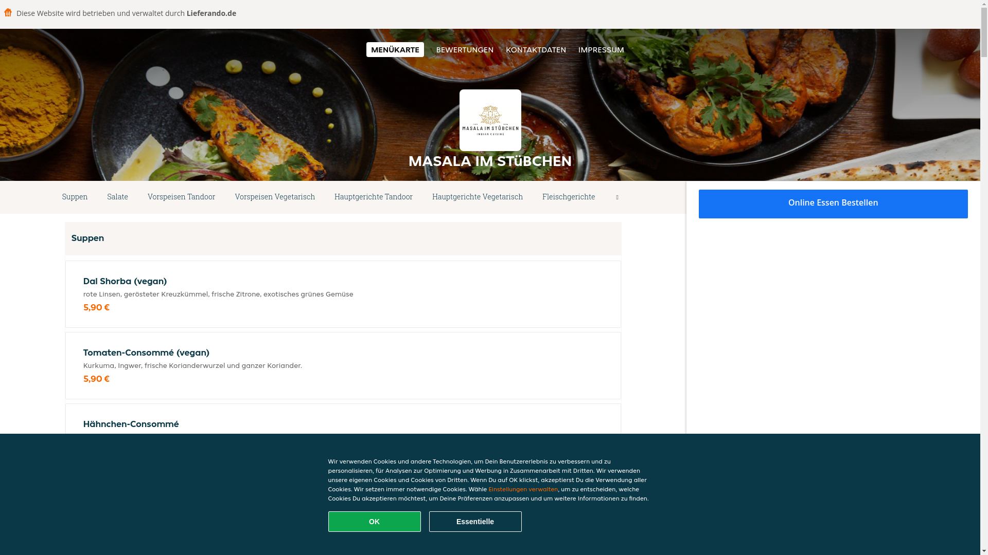 website screenshot of https://masalaimstubchen-neuss.de/