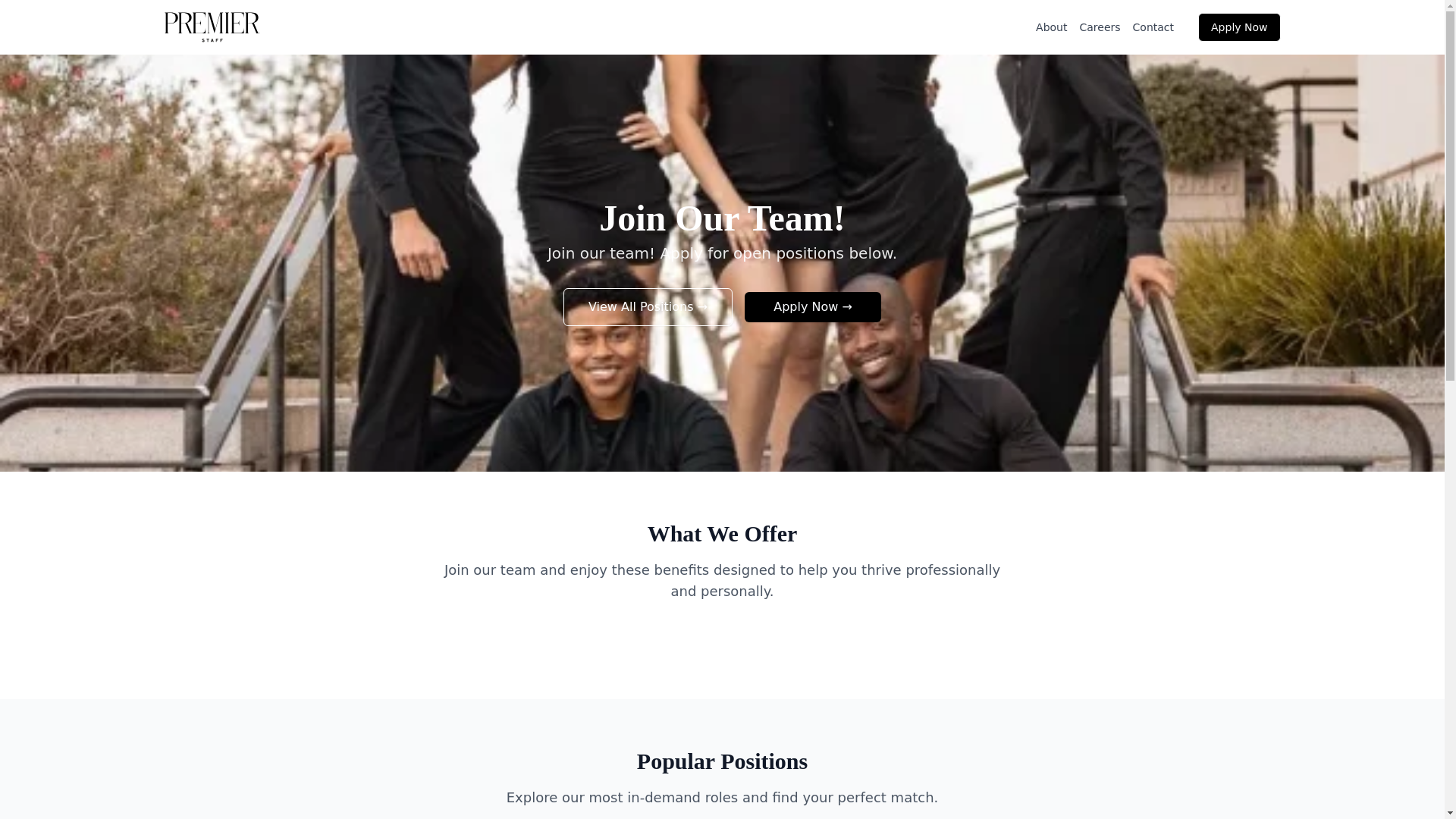 website screenshot of https://app.premierstaff.com/