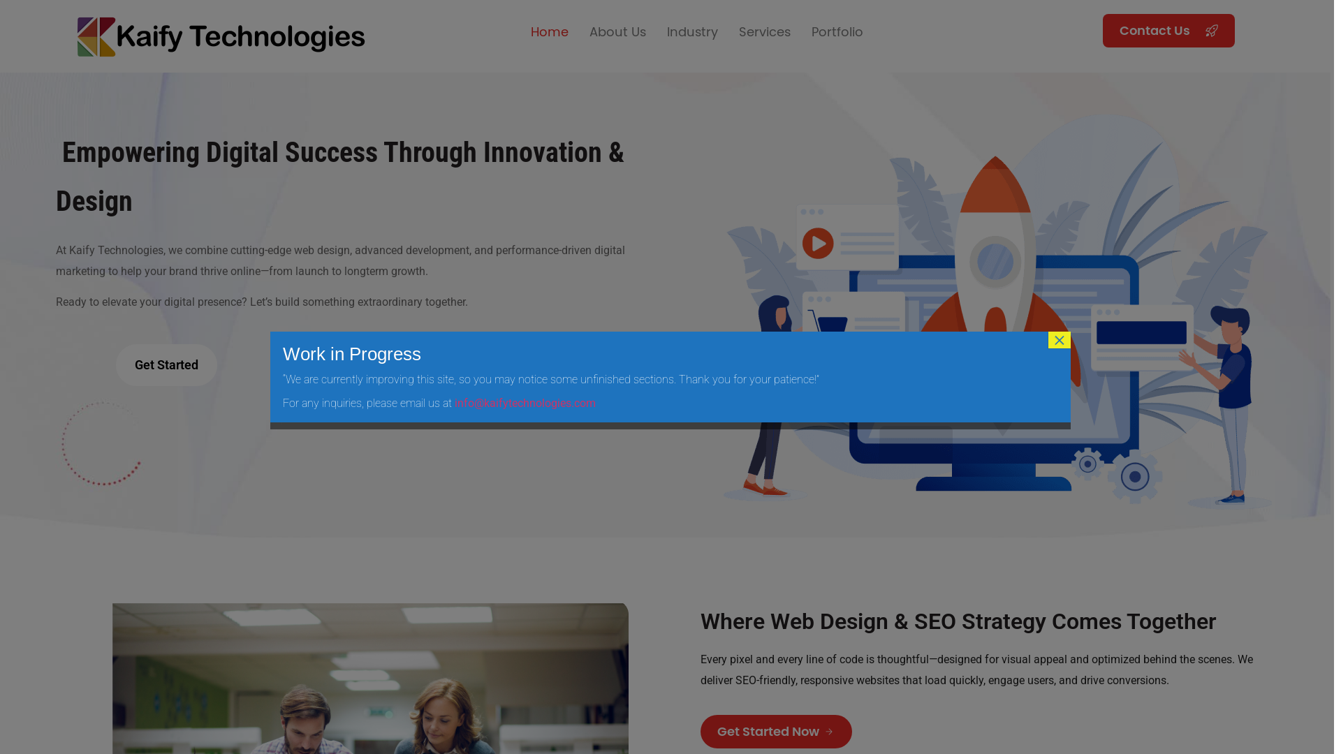 website screenshot of https://kaifytechnologies.com/