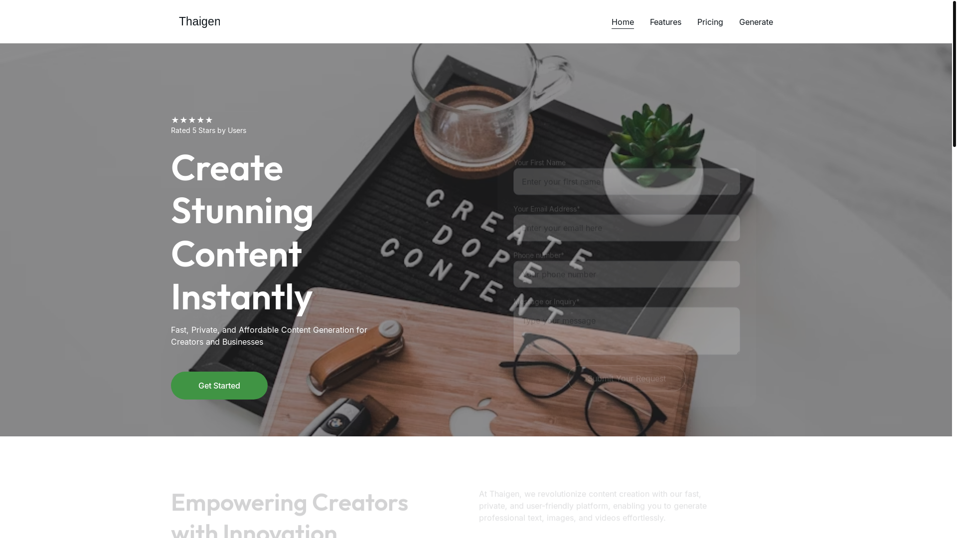 website screenshot of https://thaigen.art/