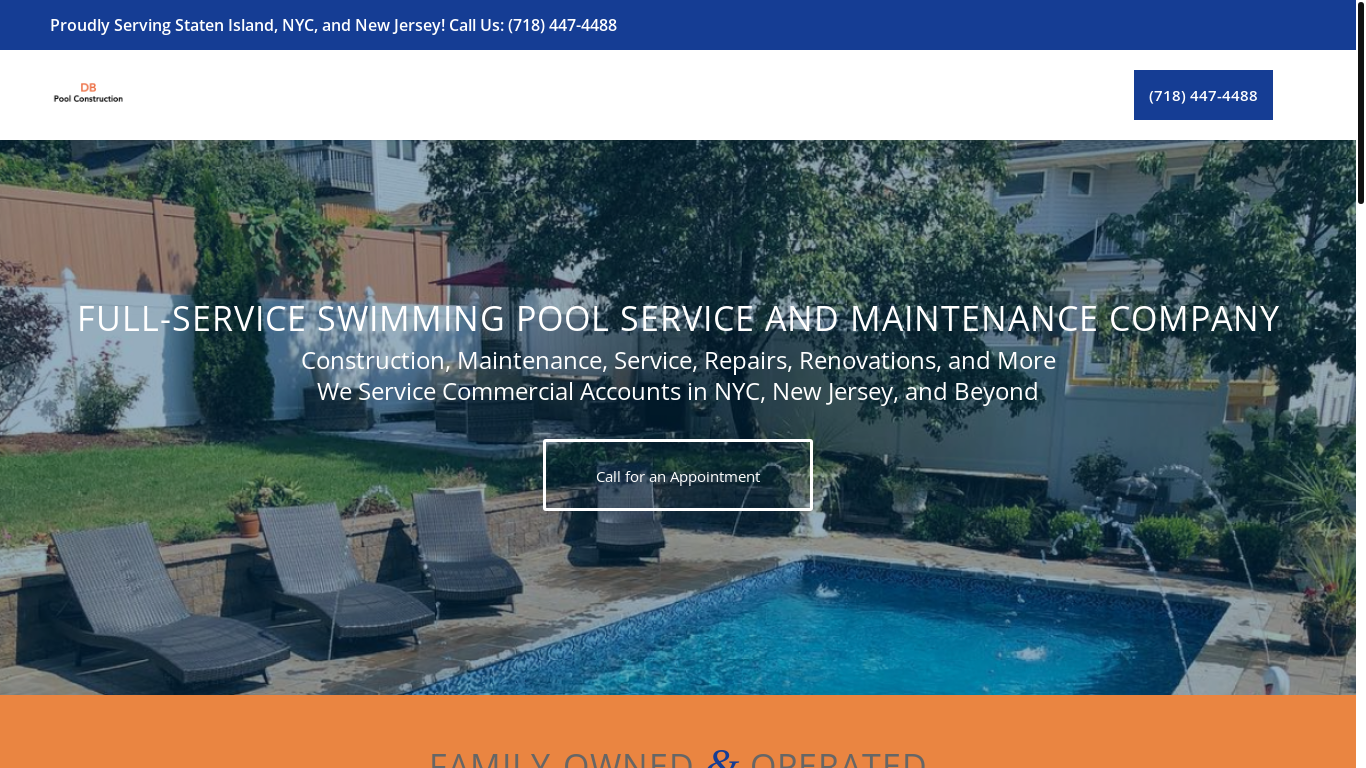 website screenshot of https://dbpoolconstruction.com/