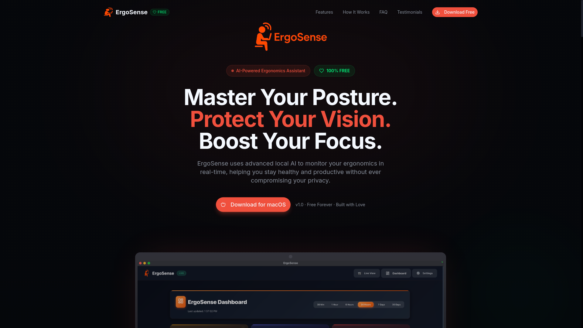 website screenshot of https://ergo-sense-landing-page.pages.dev/