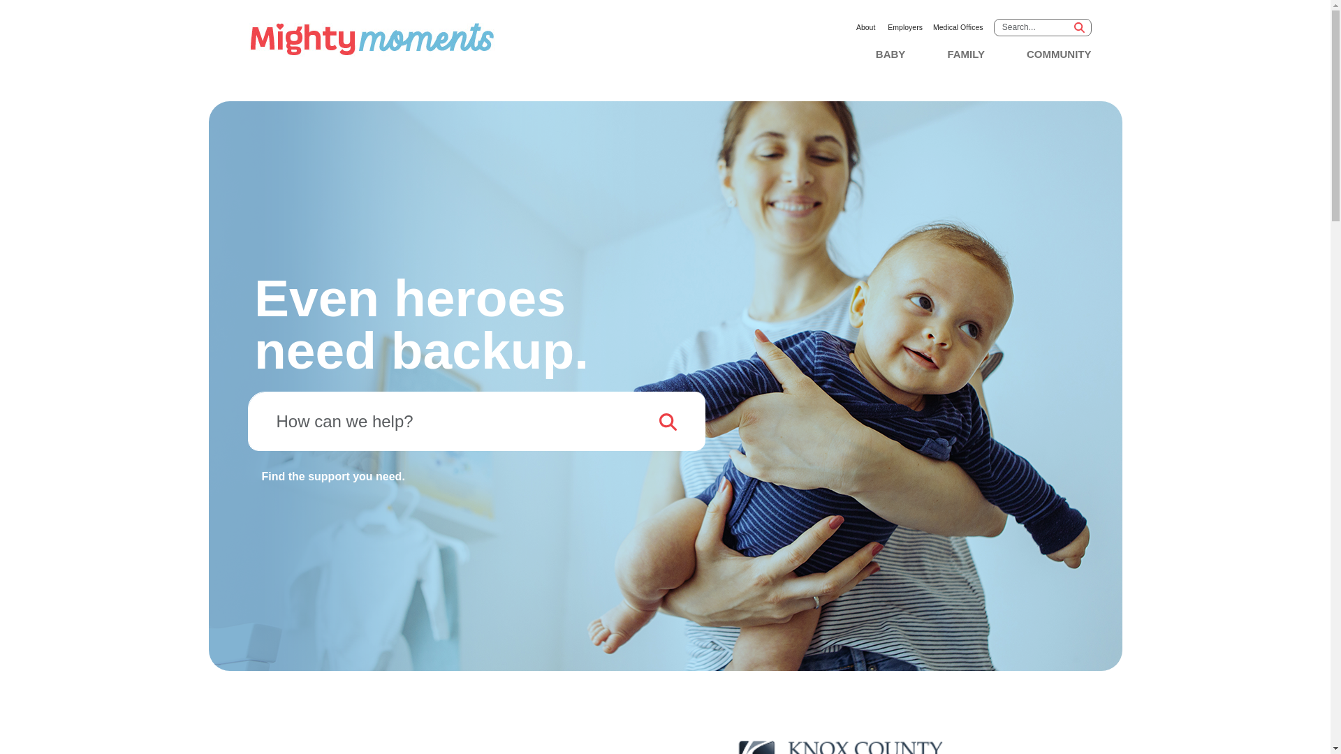 website screenshot of https://mightymomentsknox.org/