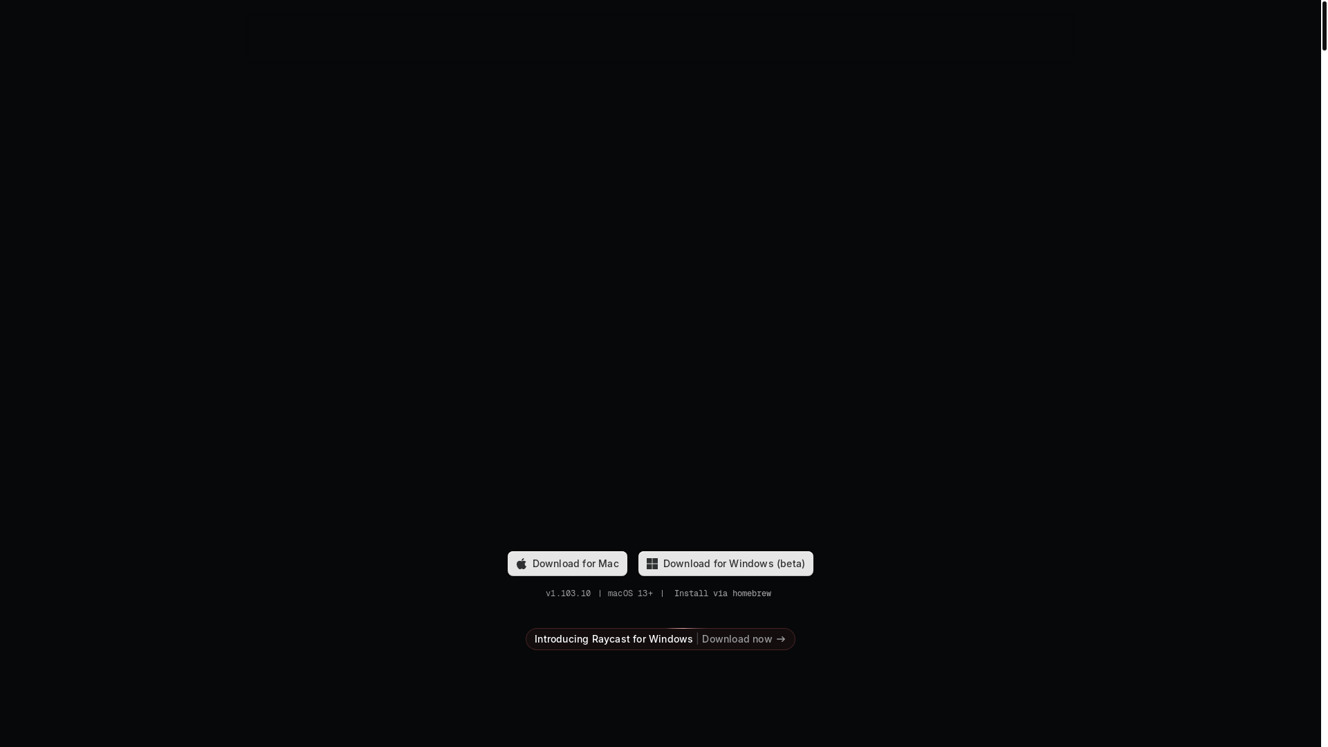 website screenshot of https://raycast.com