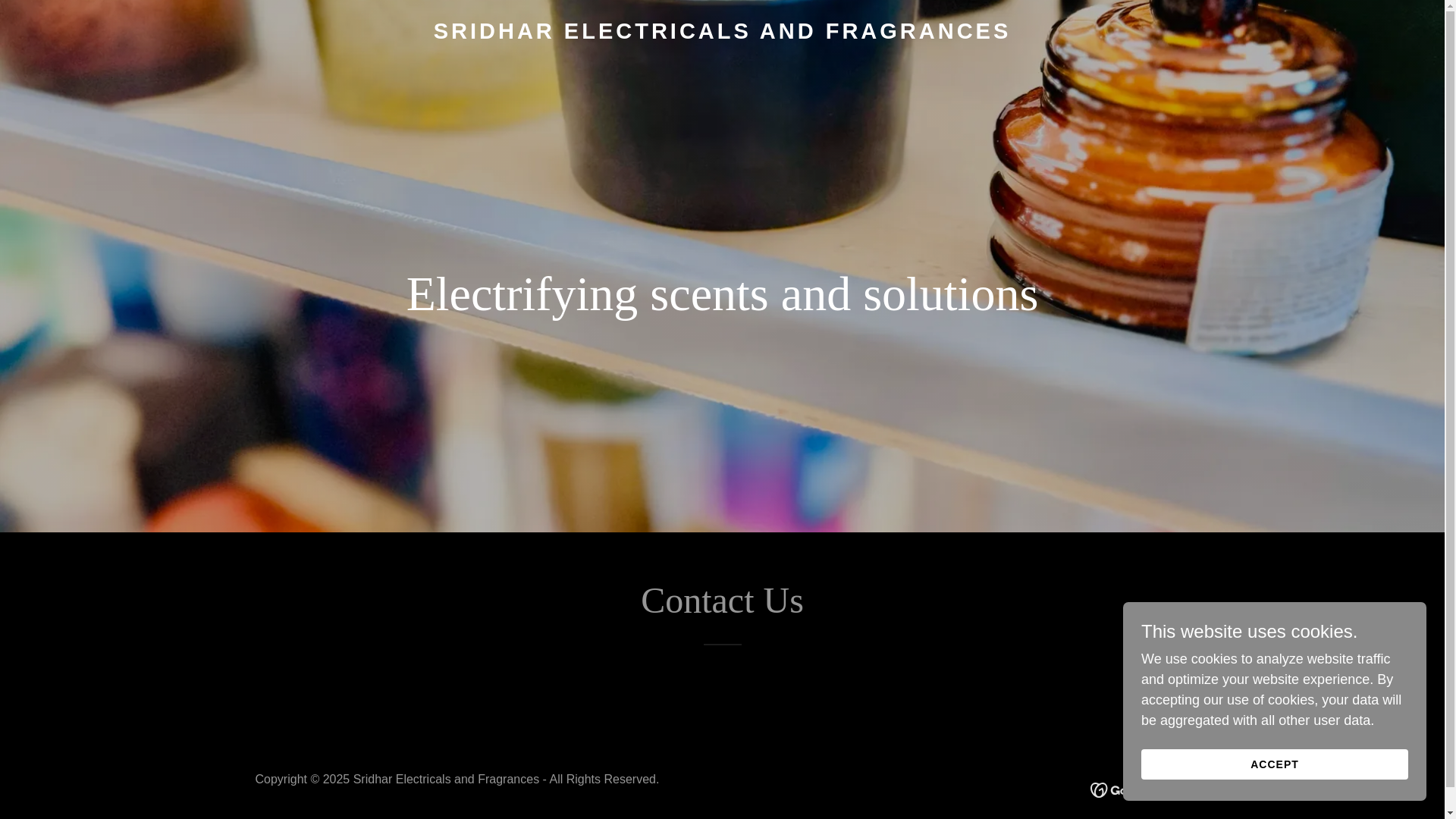 website screenshot of https://sridharaelectricalsandfragrances.shop/