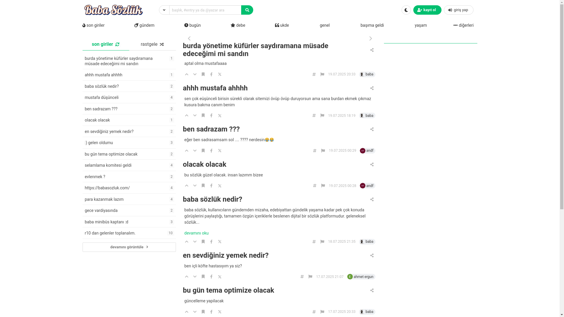 website screenshot of https://babasozluk.com
