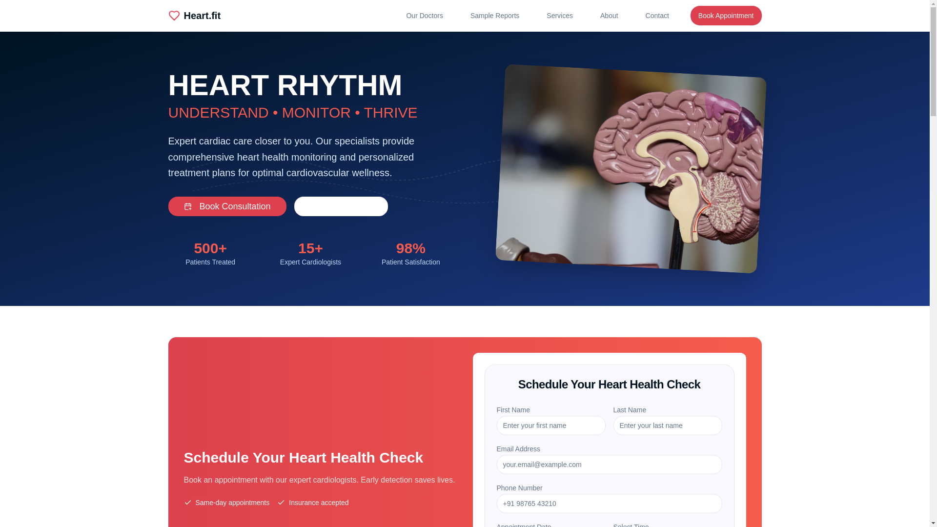 website screenshot of https://heartfit.center/