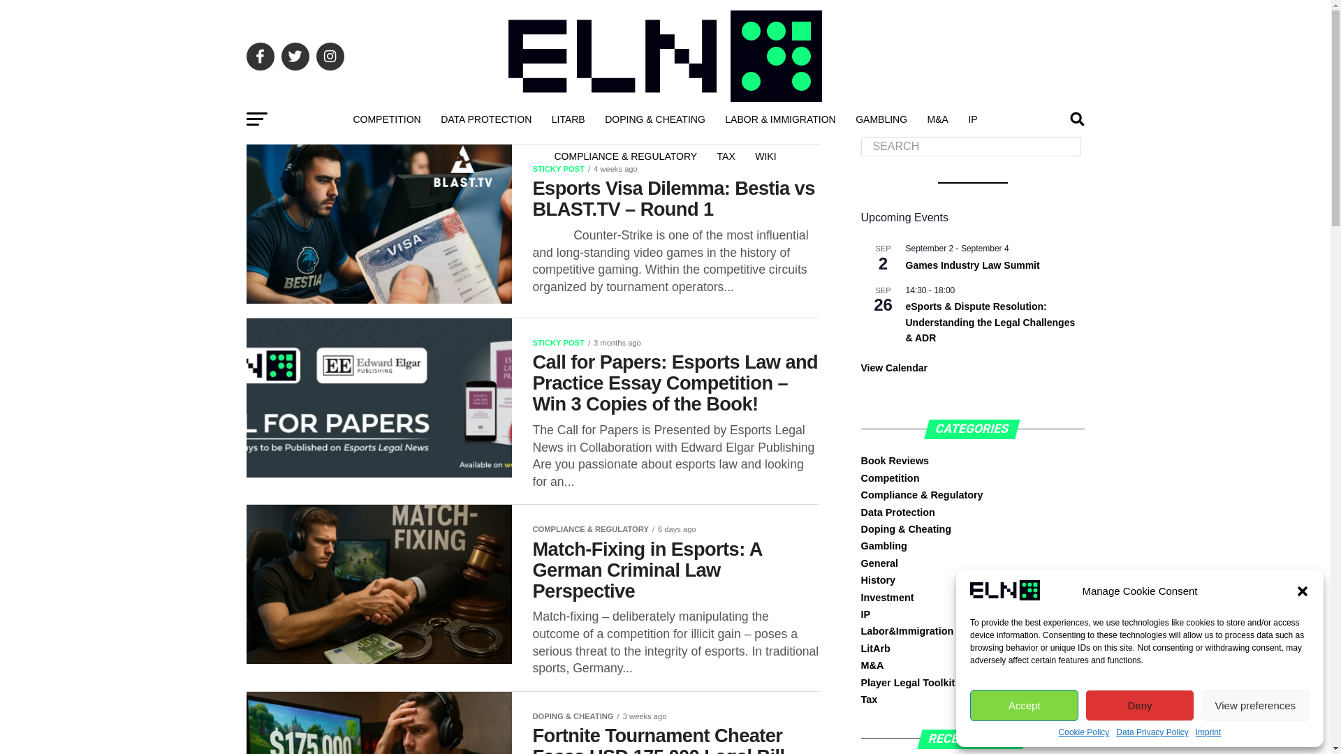 website screenshot of https://esportslegalnews.info/