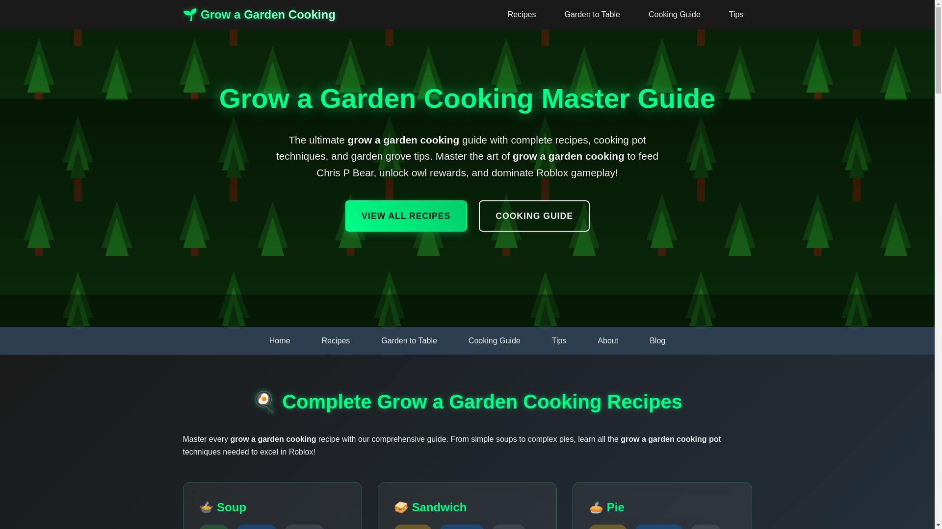 website screenshot of https://grow-a-garden-cooking.pages.dev/