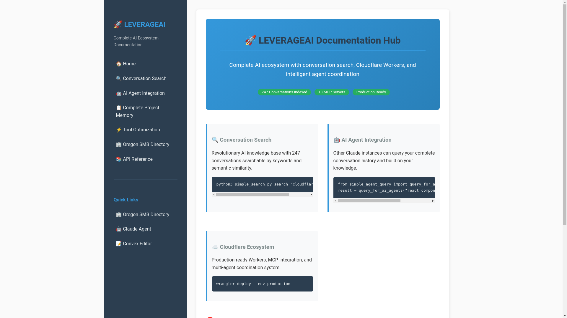 website screenshot of https://leverageai-docs.pages.dev/