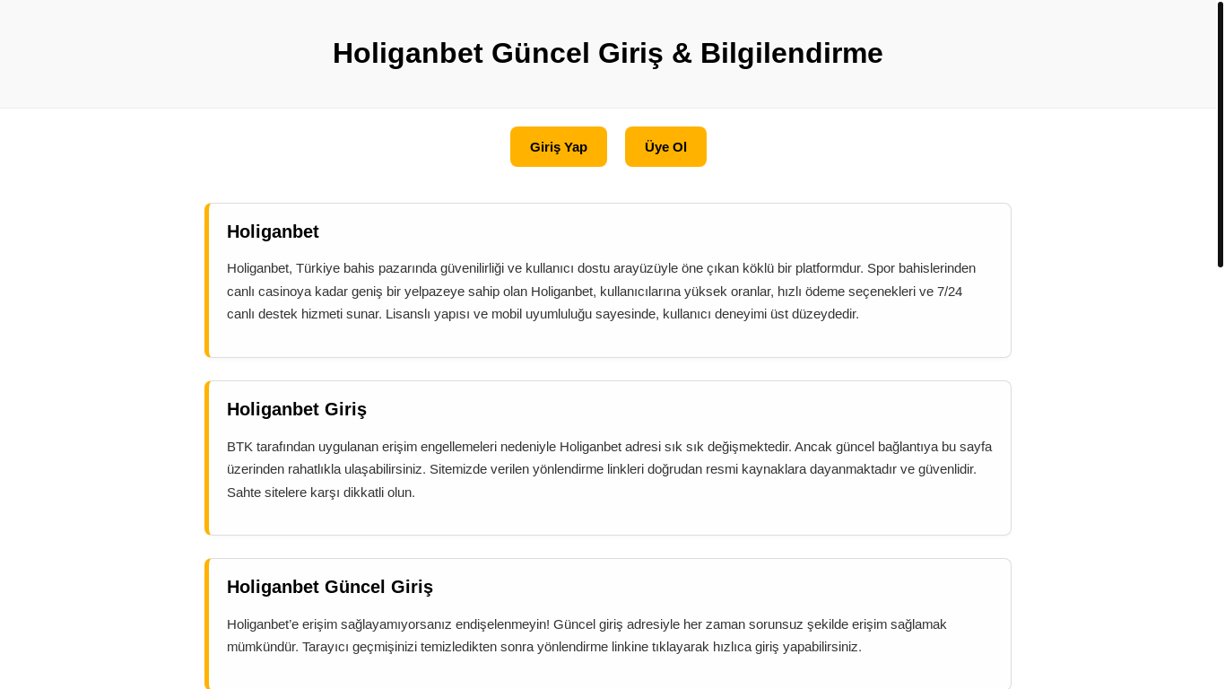 website screenshot of https://holiganbet-guncel-gir.com/