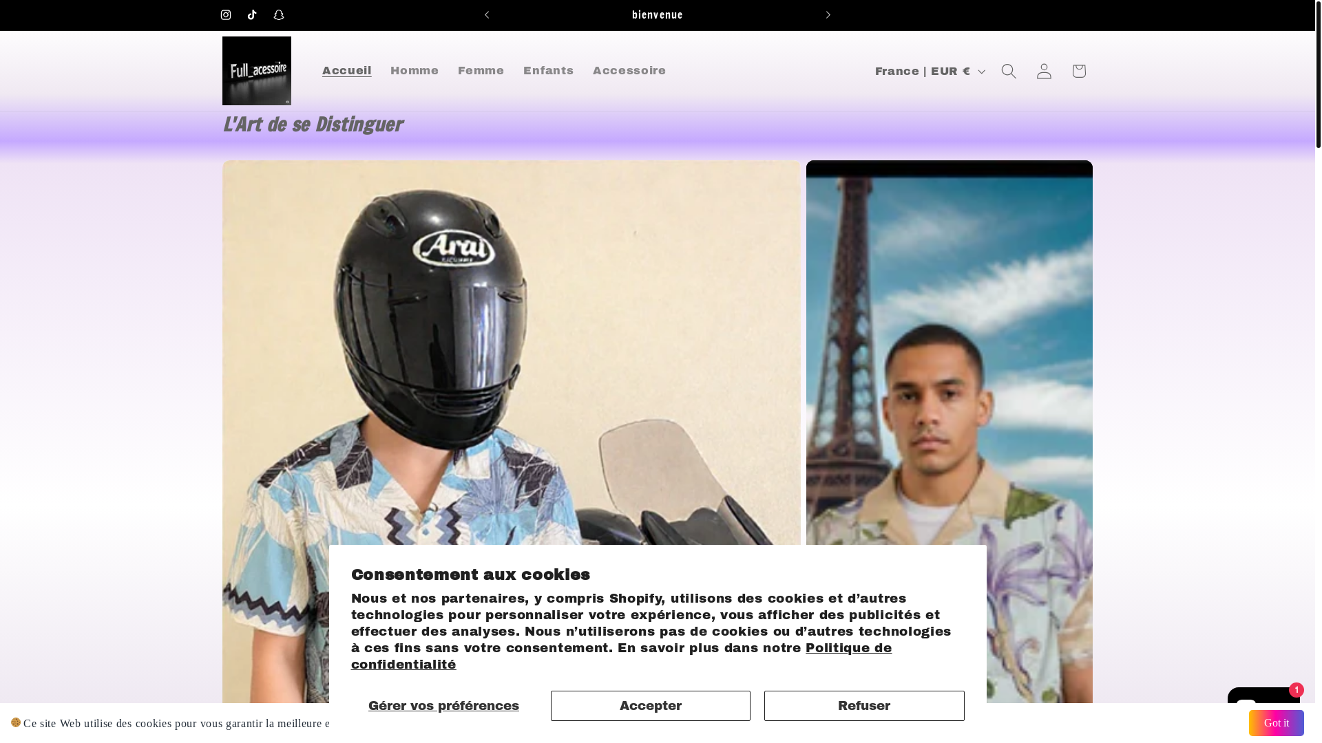 website screenshot of https://fullaccessoires.store/