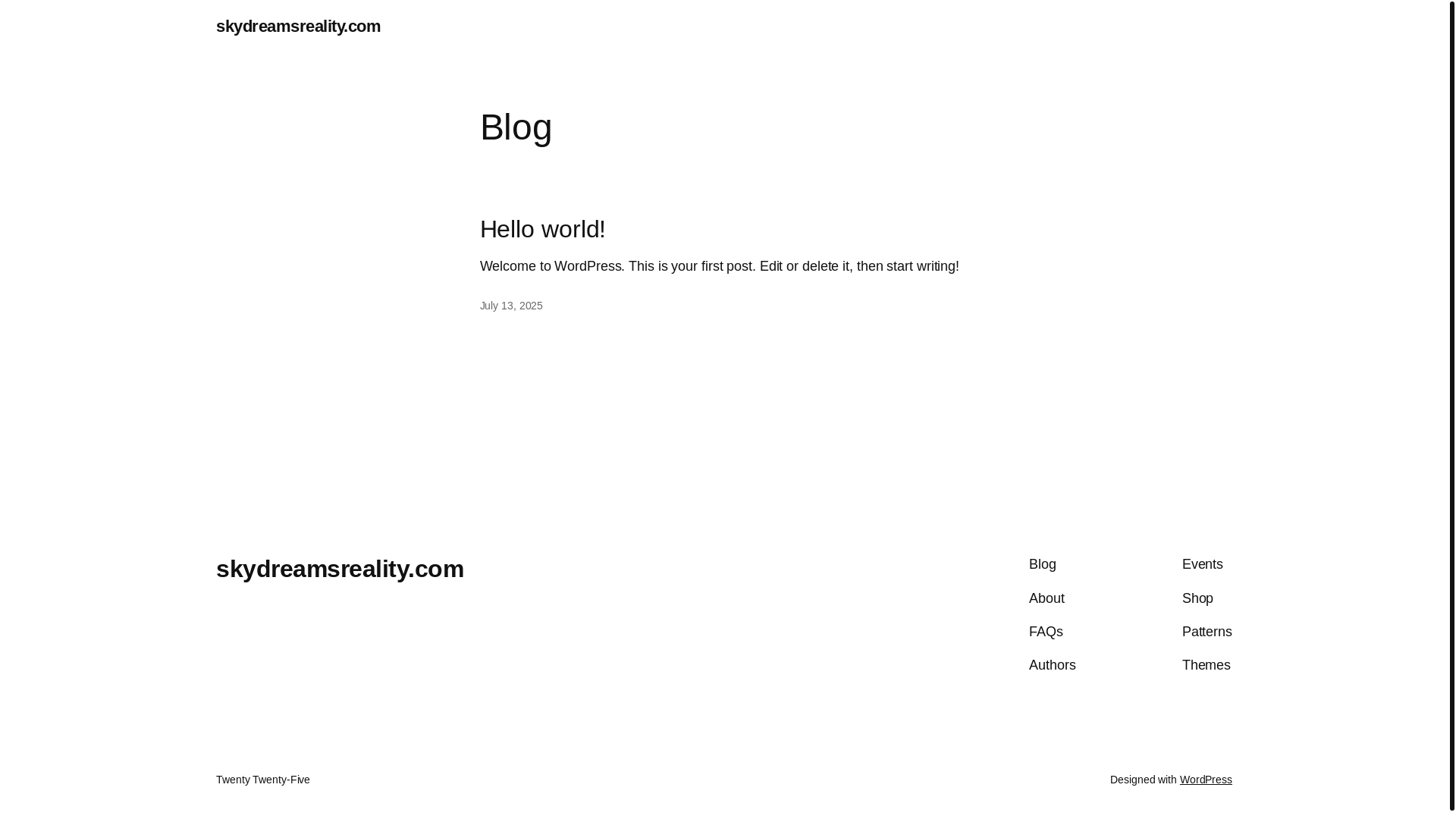 website screenshot of https://skydreamsreality.com/