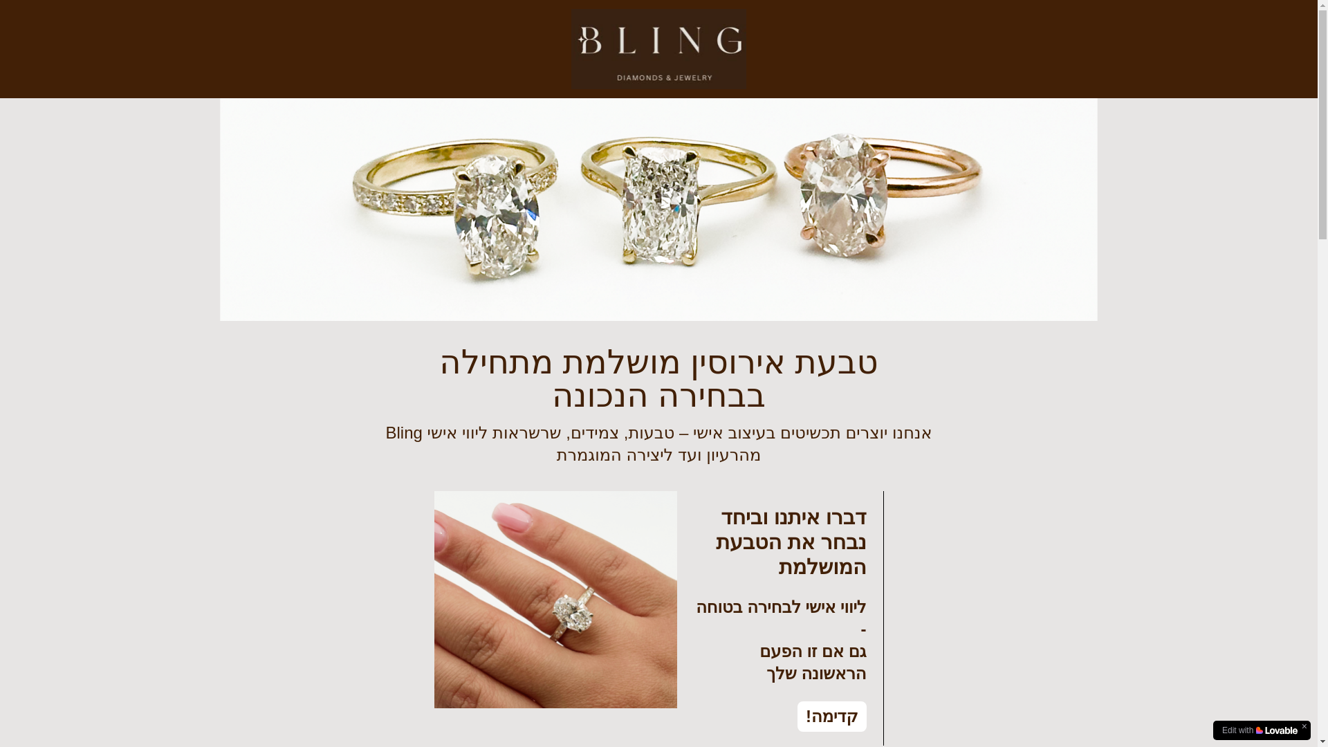 website screenshot of https://blingdiamonds.co.il/