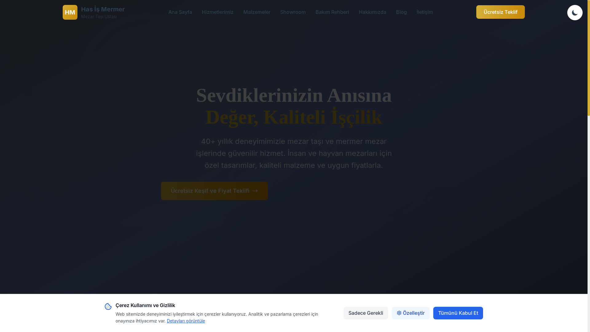 website screenshot of https://hasismermer.com.tr/