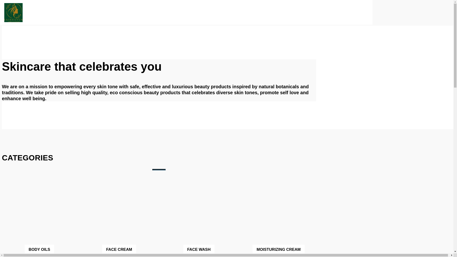 website screenshot of https://fairheavenscosmetics.com/