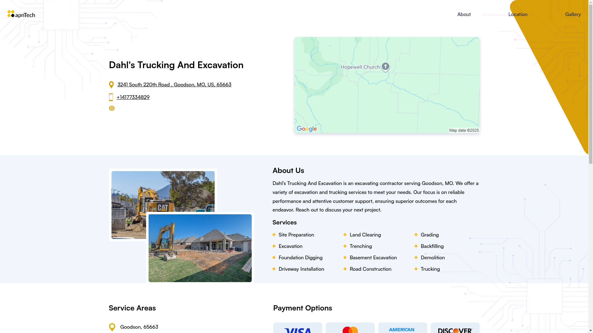 website screenshot of https://dahlstruckingandexcavation.online/