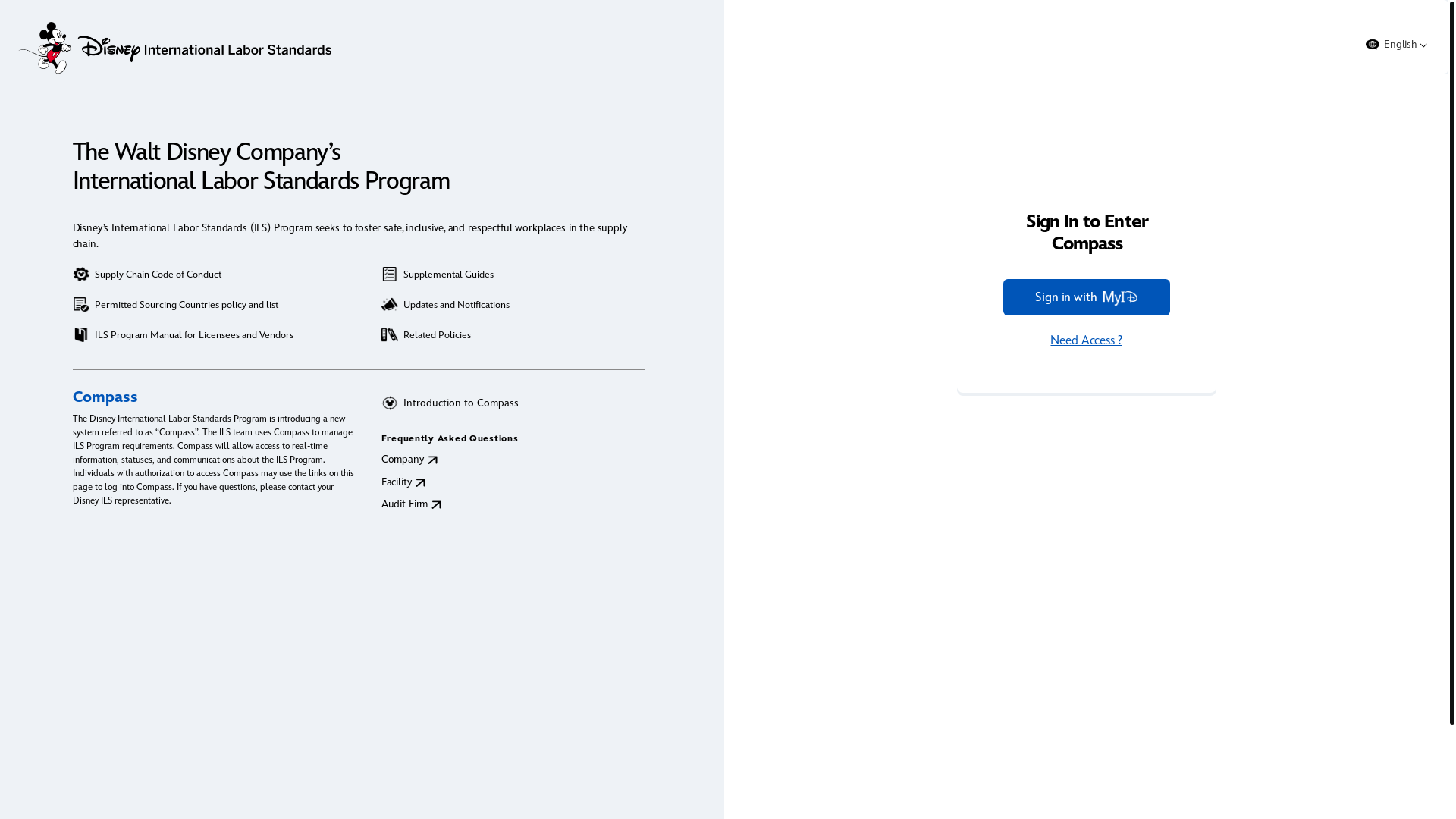 website screenshot of https://compass.disney.com/