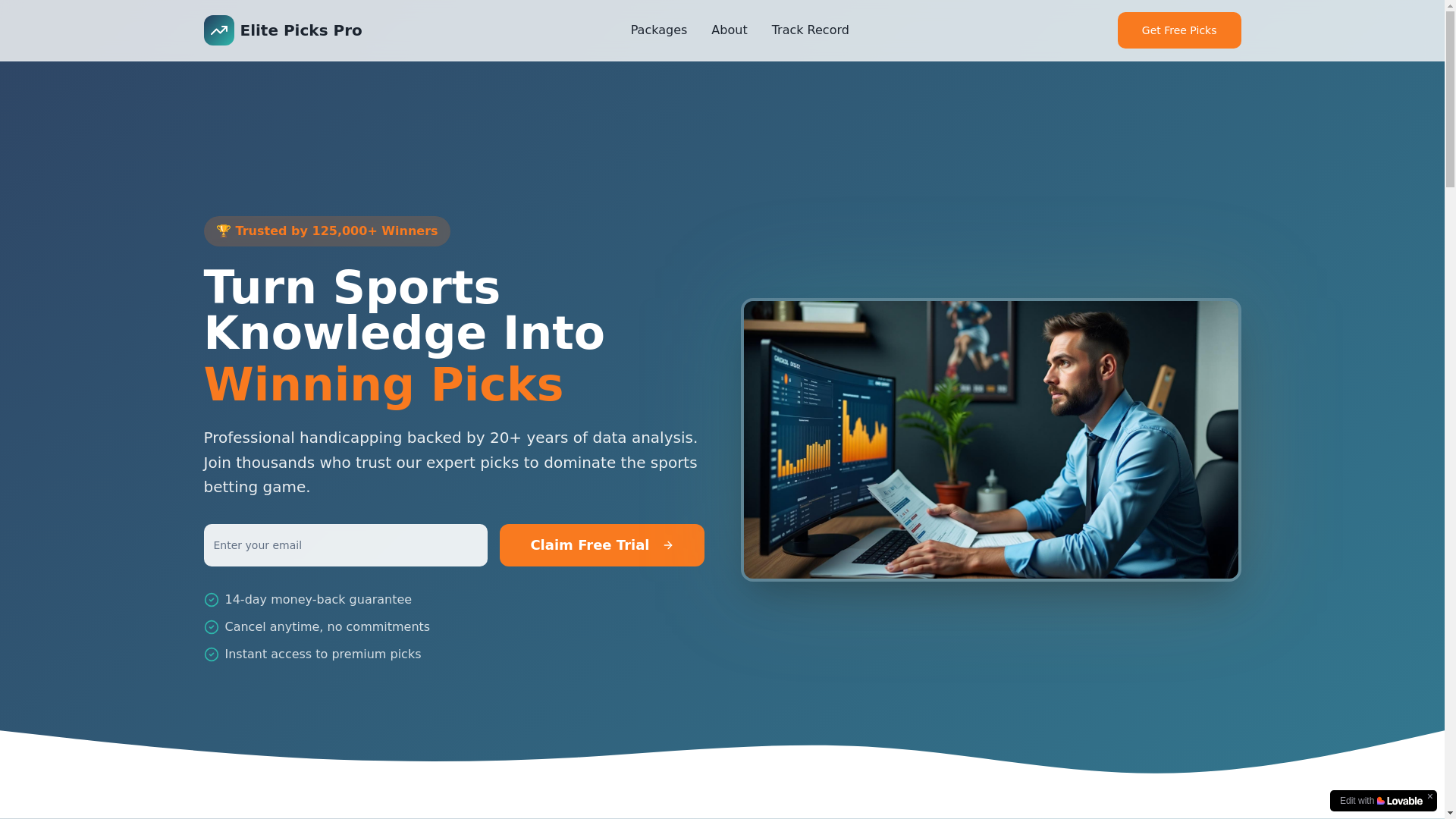 website screenshot of https://elitepicks.agency/