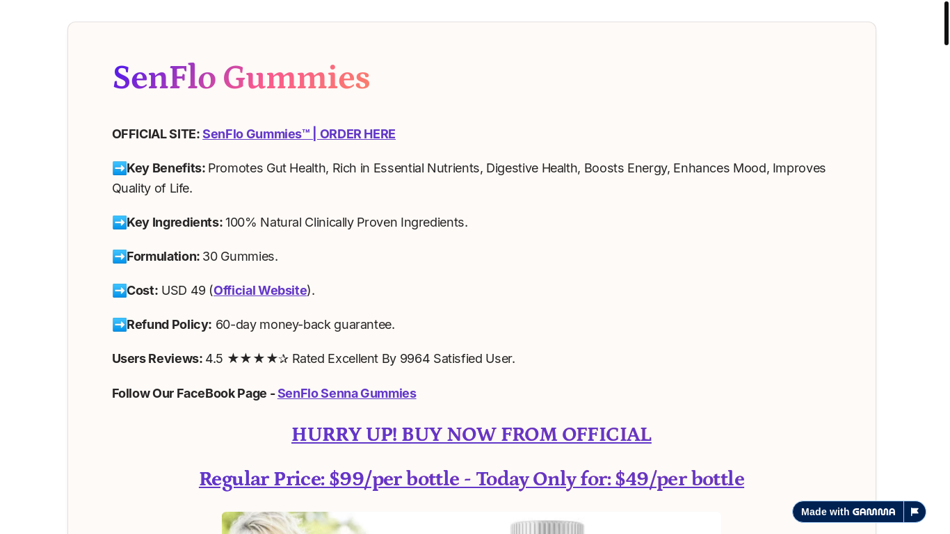 website screenshot of https://senflo-gummies-5qti0k5.gamma.site/senflo-senna-gummies