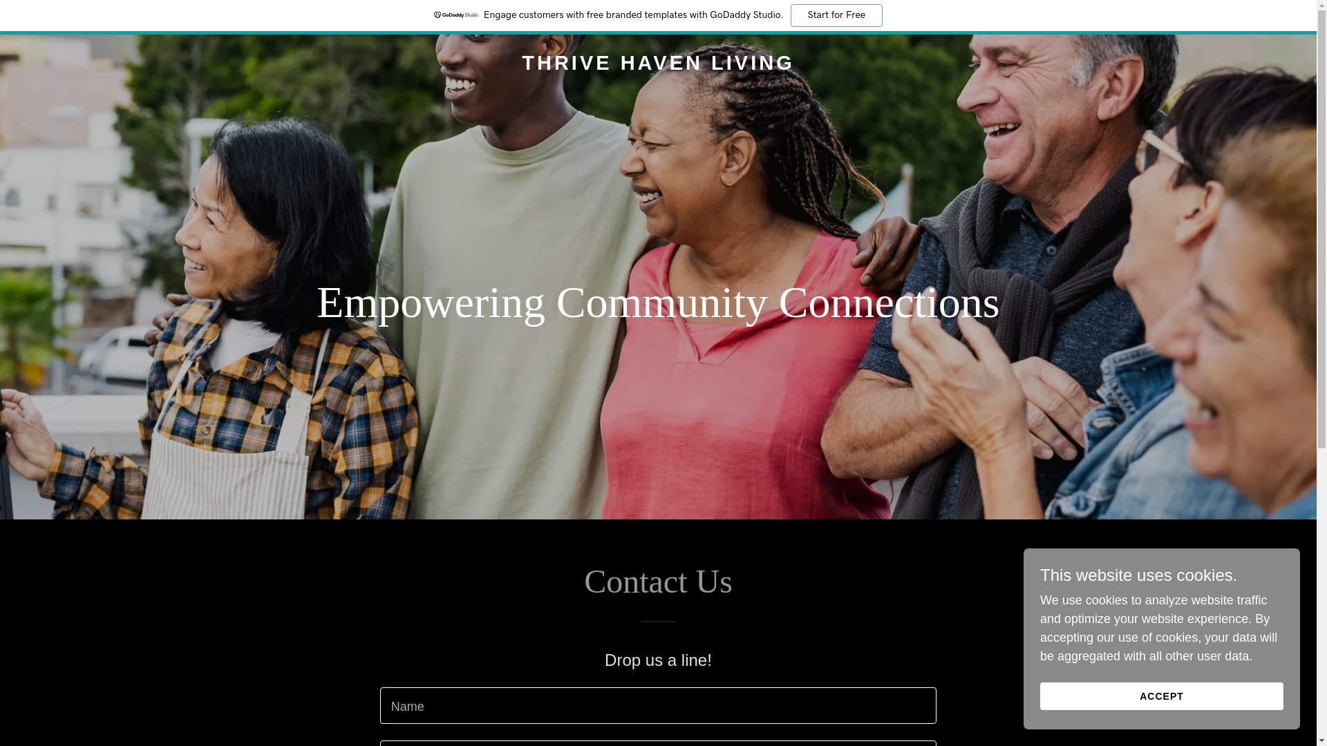 website screenshot of https://thrivehavenliving.org/