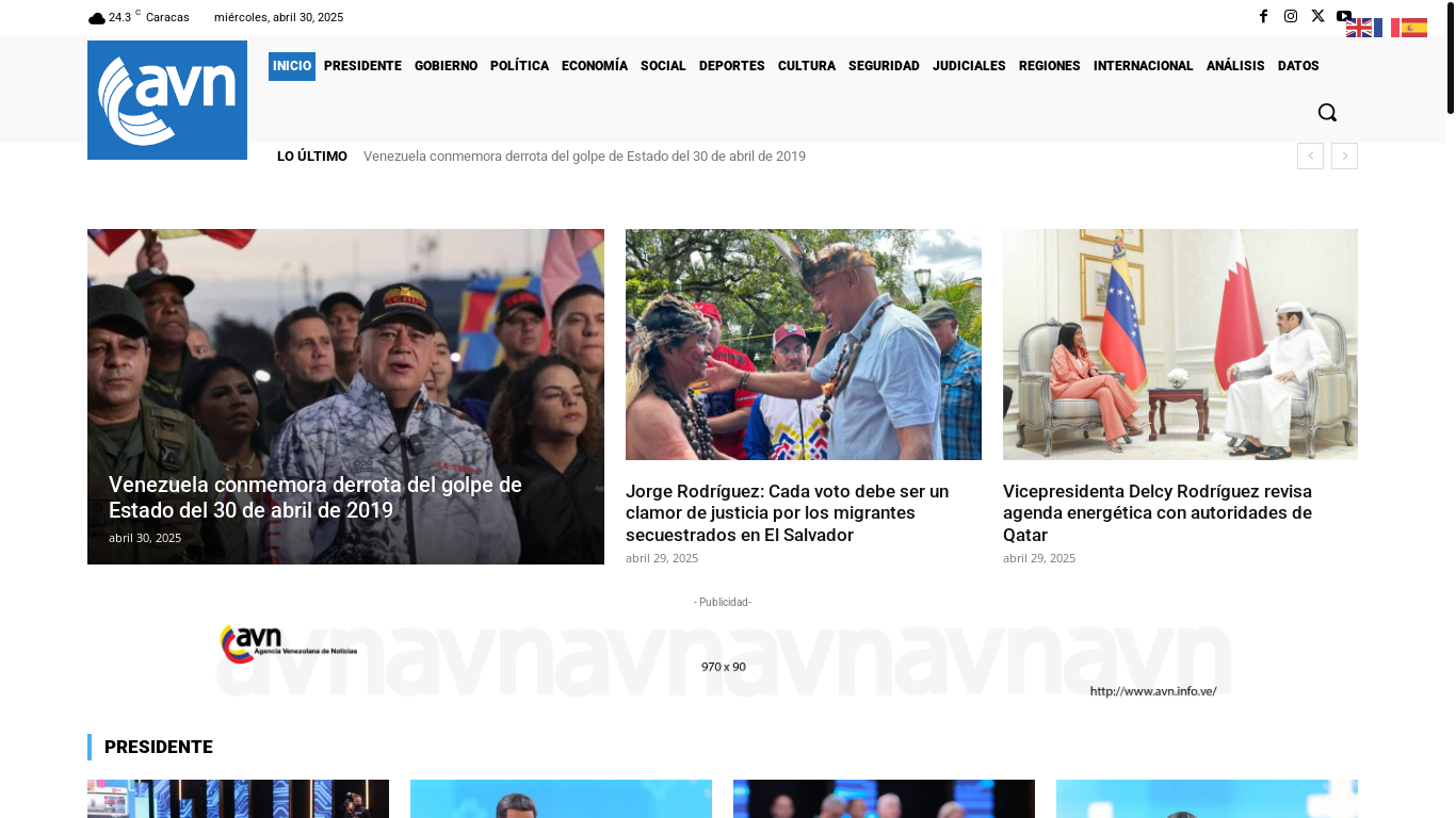 website screenshot of https://avn.info.ve/