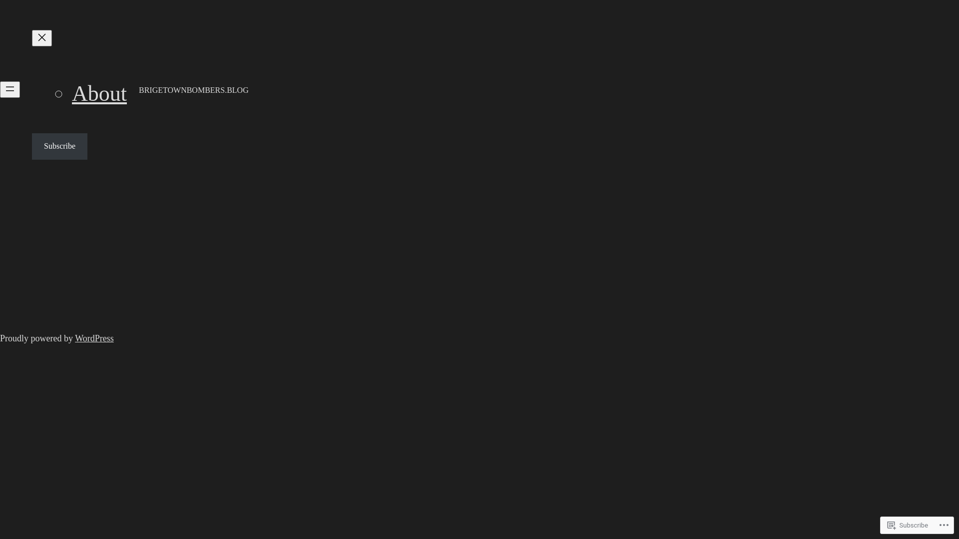 website screenshot of https://brigetownbombers.blog/