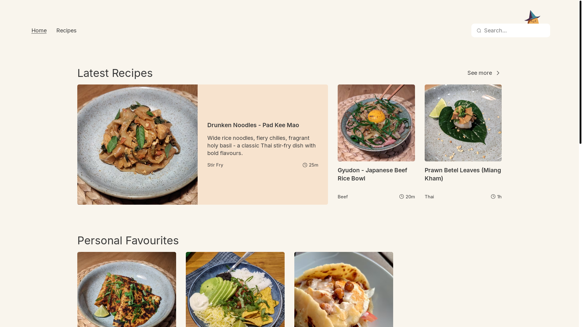 website screenshot of https://recipe-manager-7gj.pages.dev/