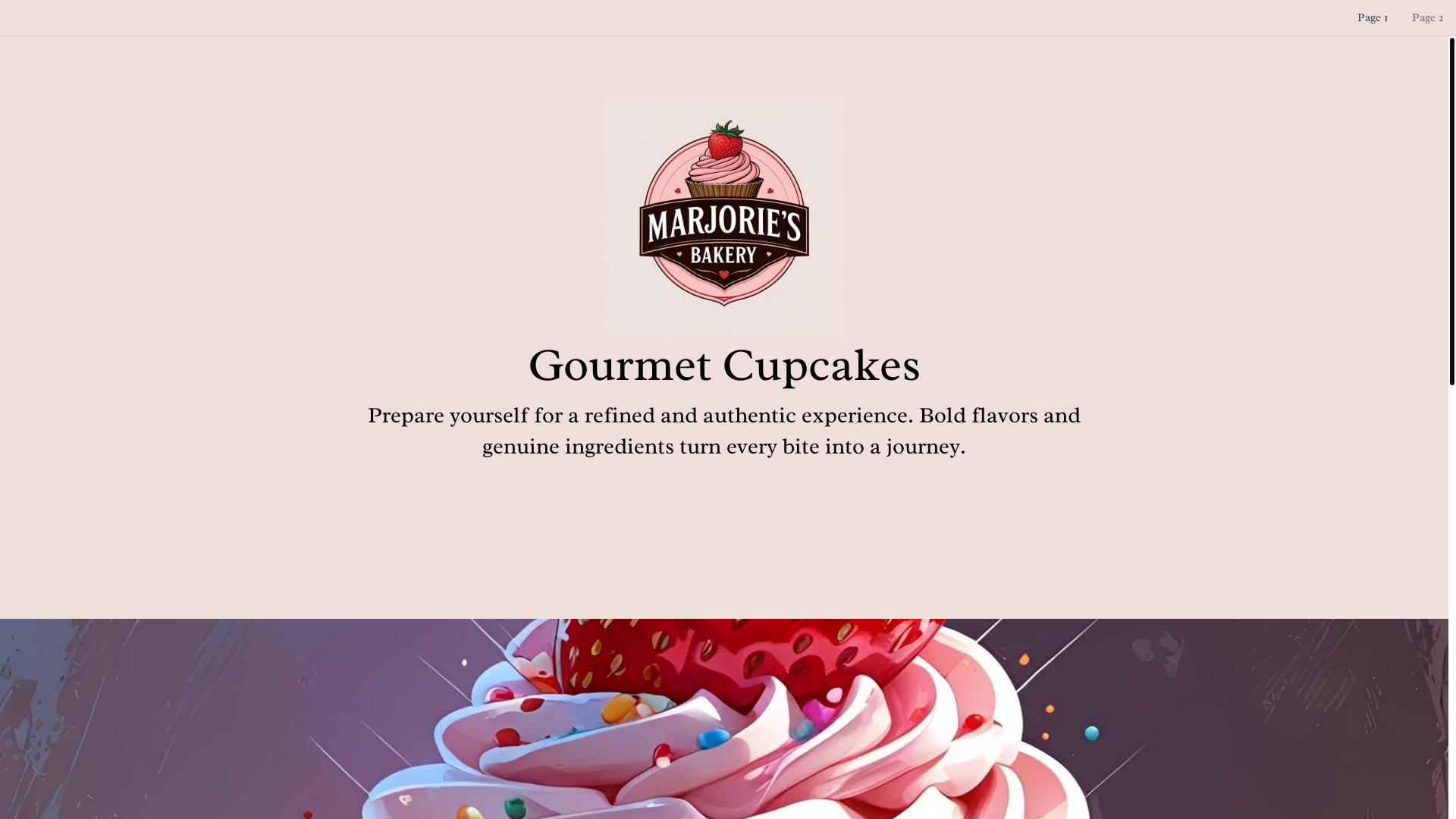 website screenshot of https://marjoriesbakery.com/