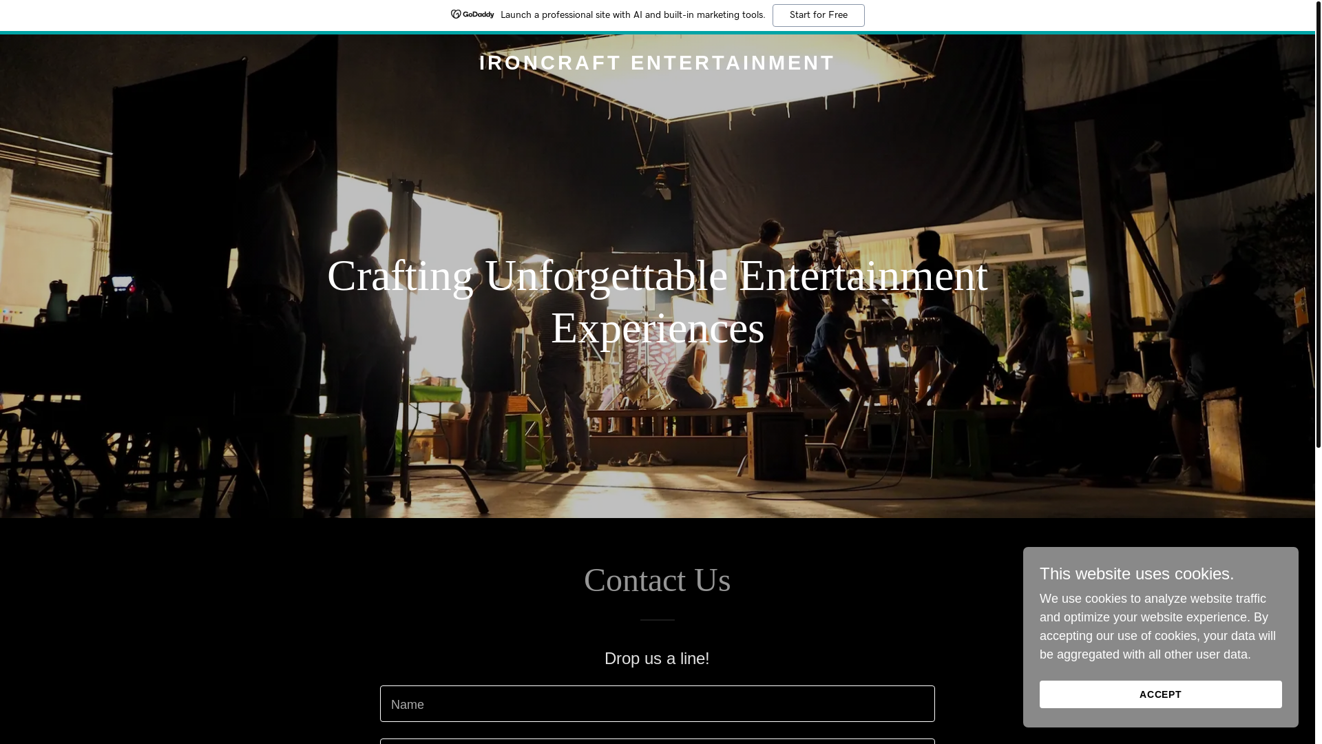 website screenshot of https://ironcraftentertainment.com/