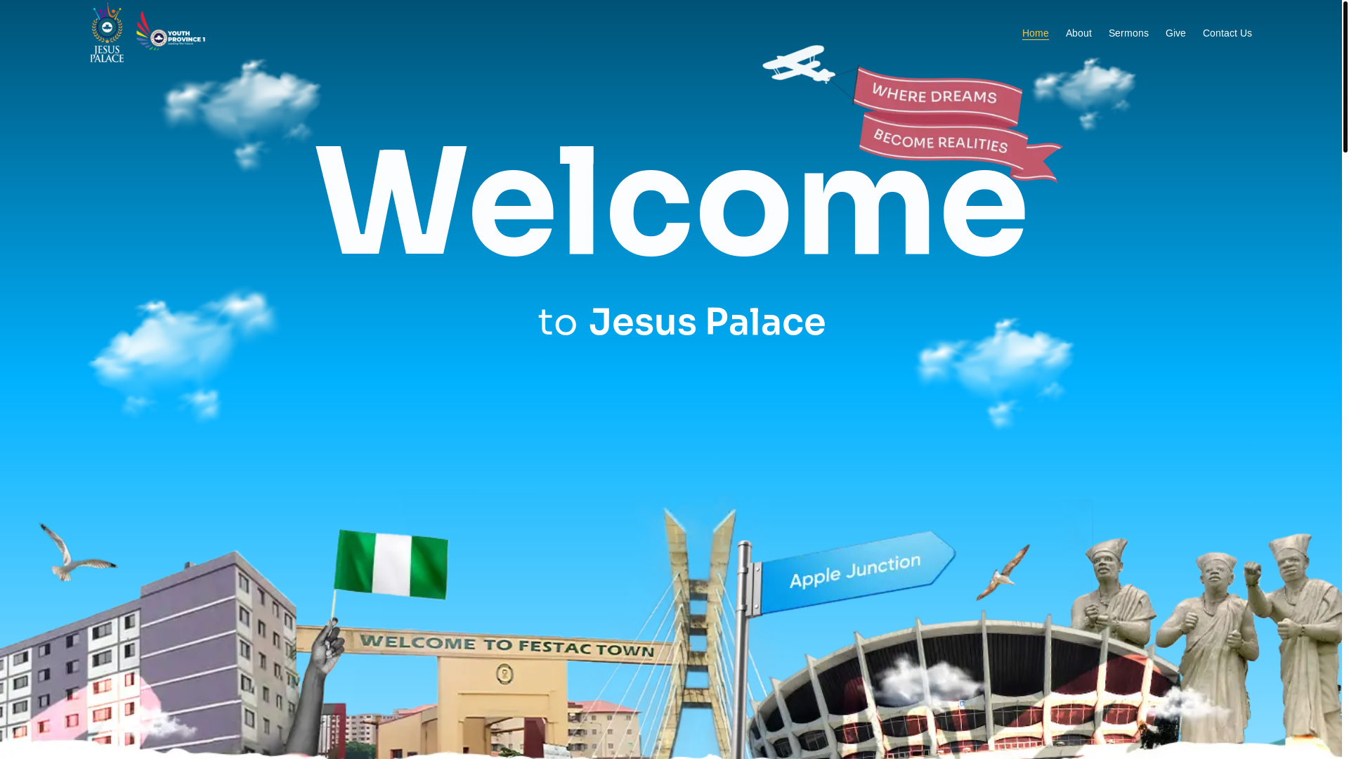 website screenshot of https://rccgjesuspalace.com/