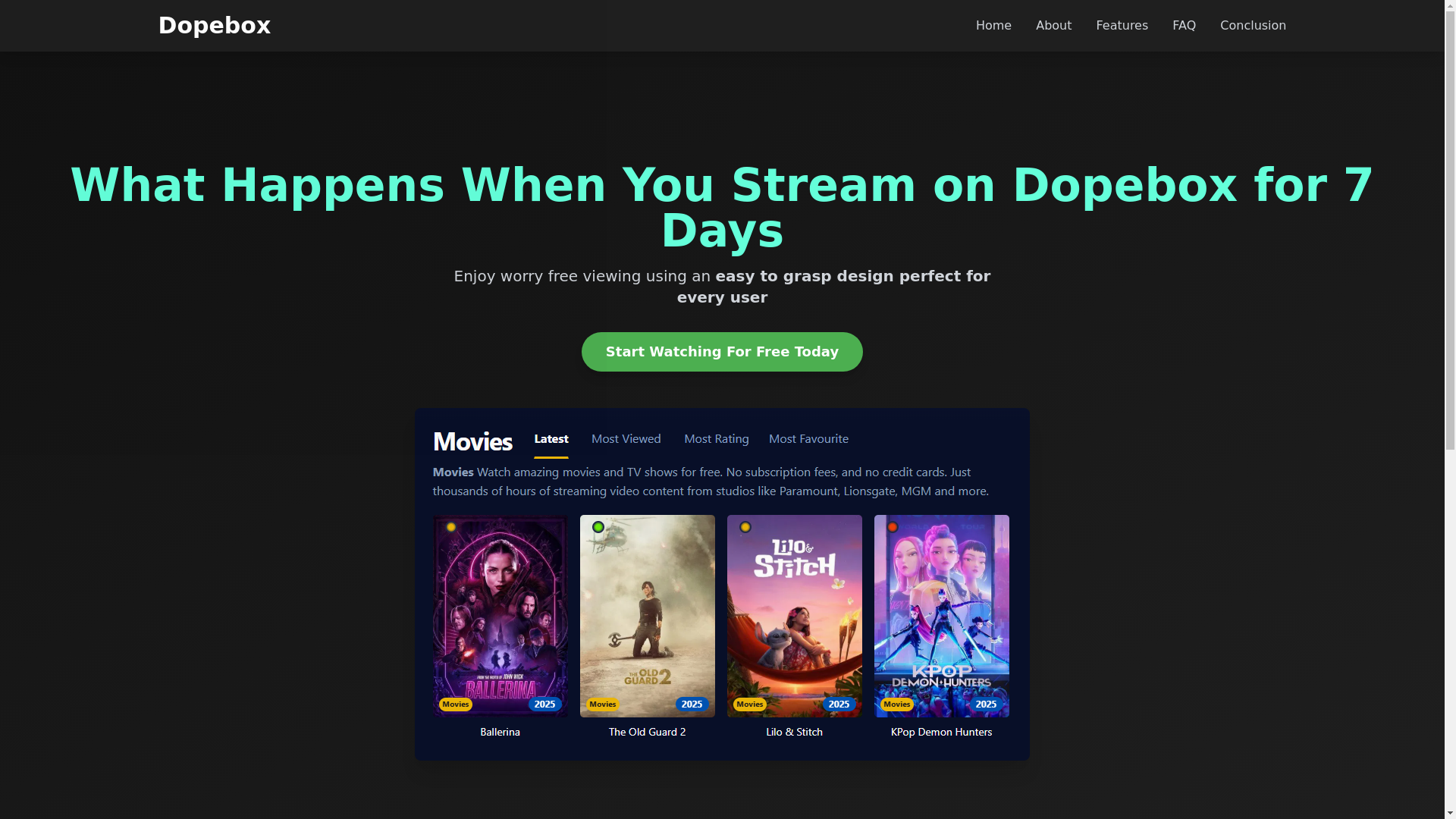 website screenshot of https://dopebox-md78-7y1.pages.dev/