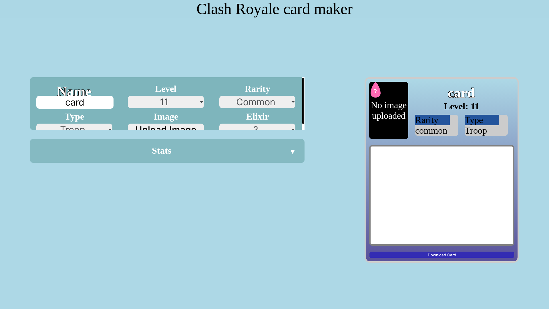website screenshot of https://clash-card-maker.pages.dev/