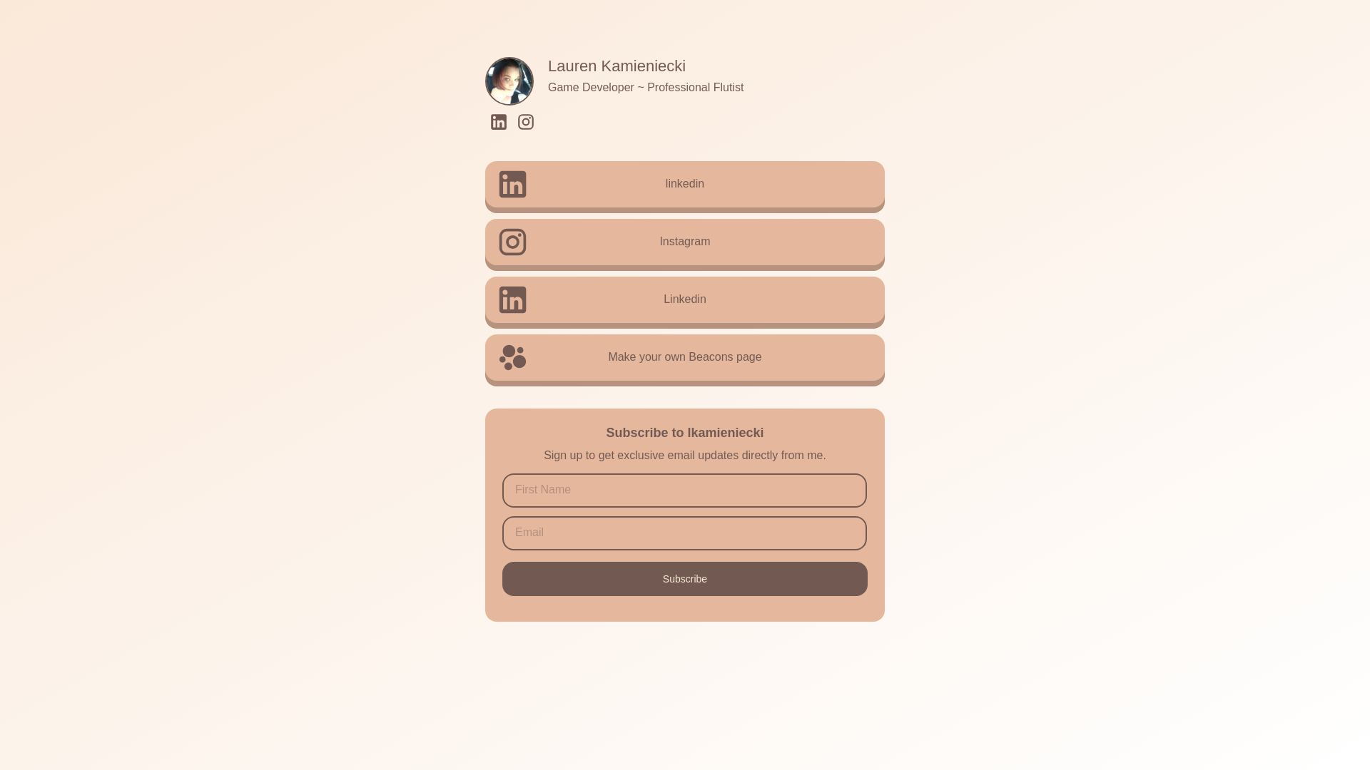 website screenshot of https://lkamieniecki.com/