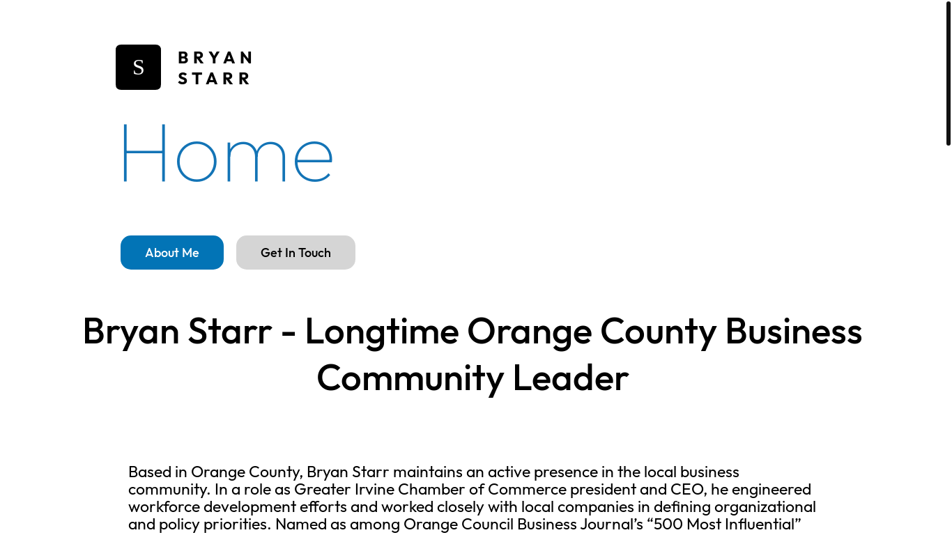 website screenshot of https://aboutbryanstarr.com/