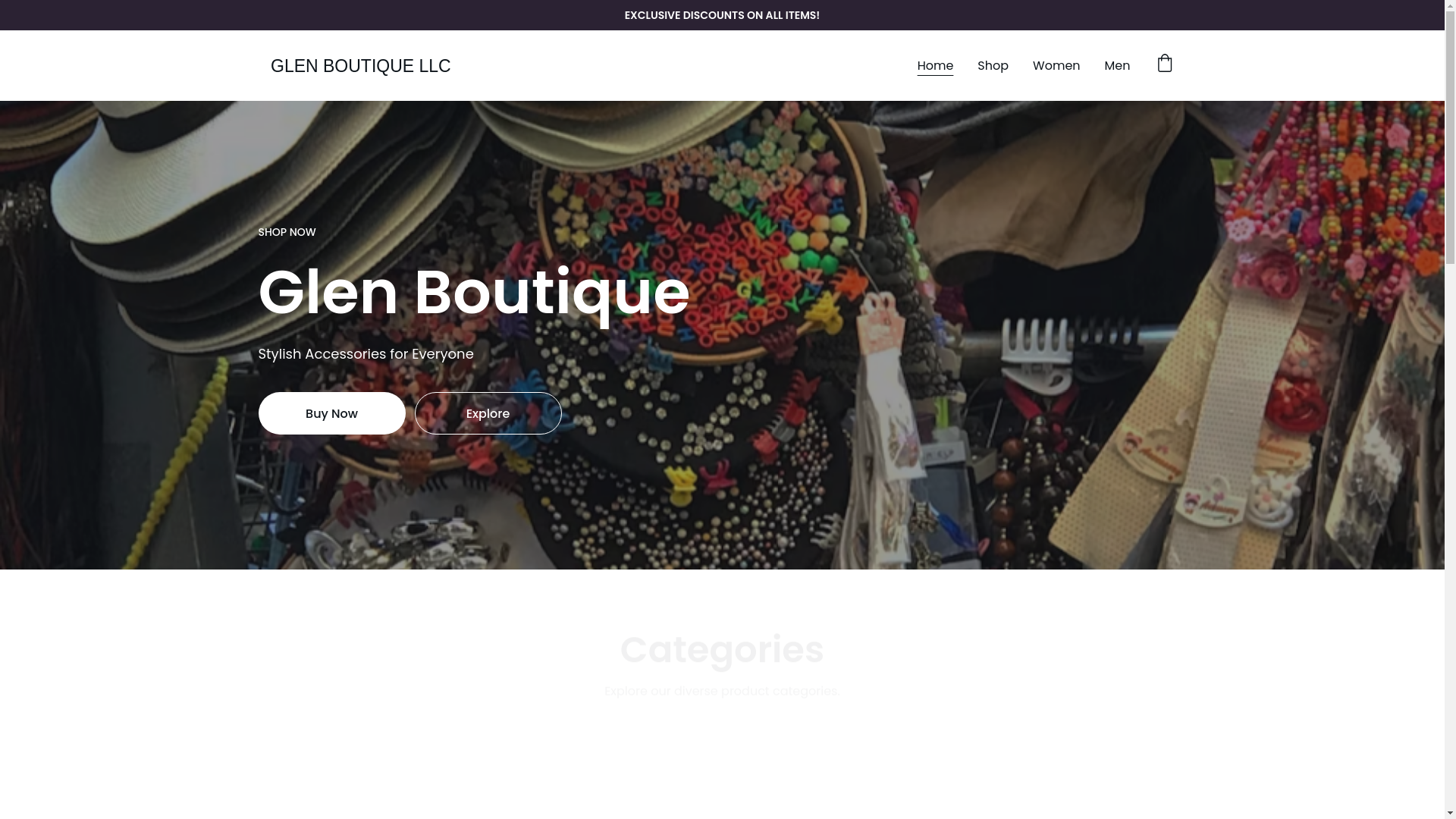 website screenshot of https://glenboutique.store/